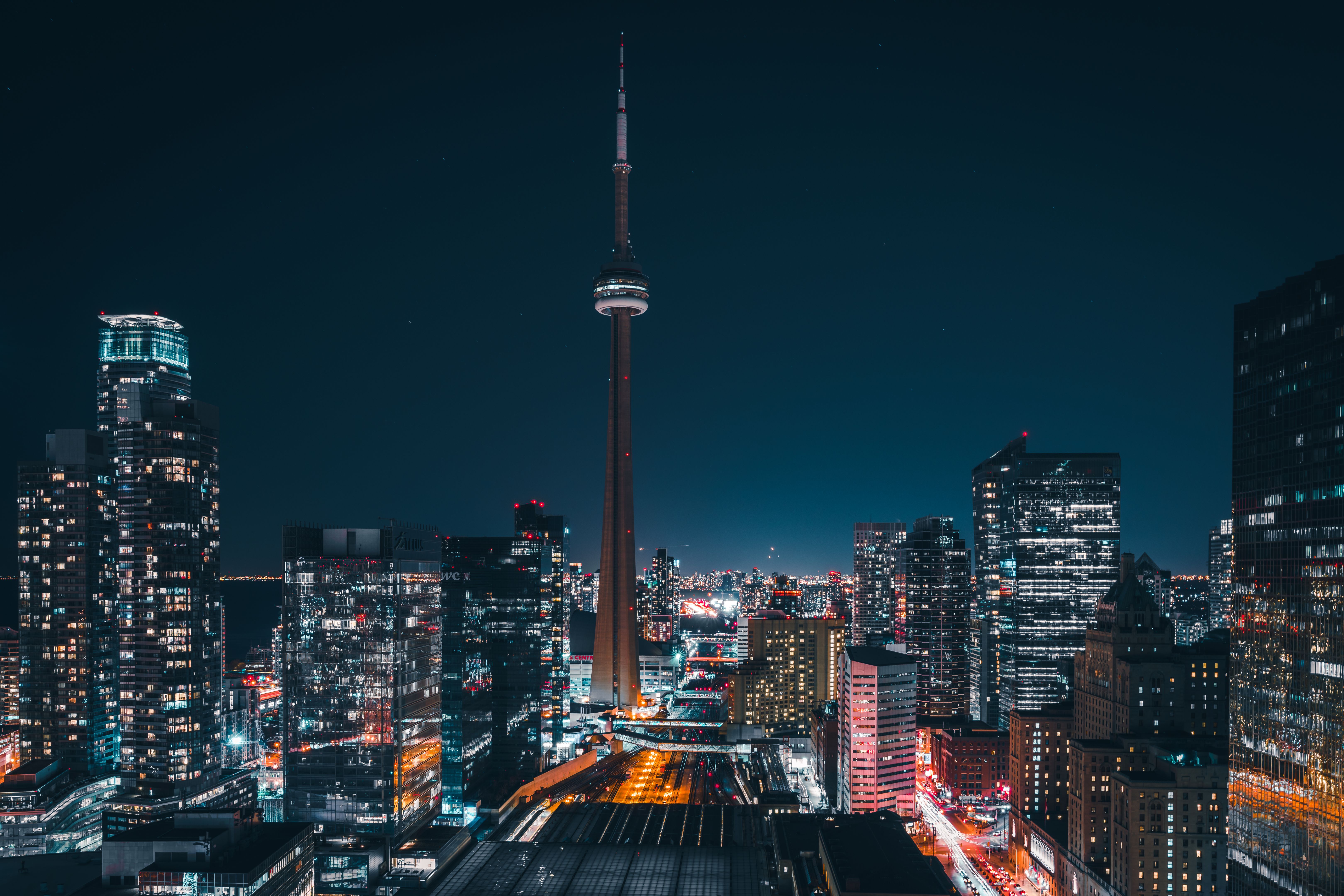 city skyline at night