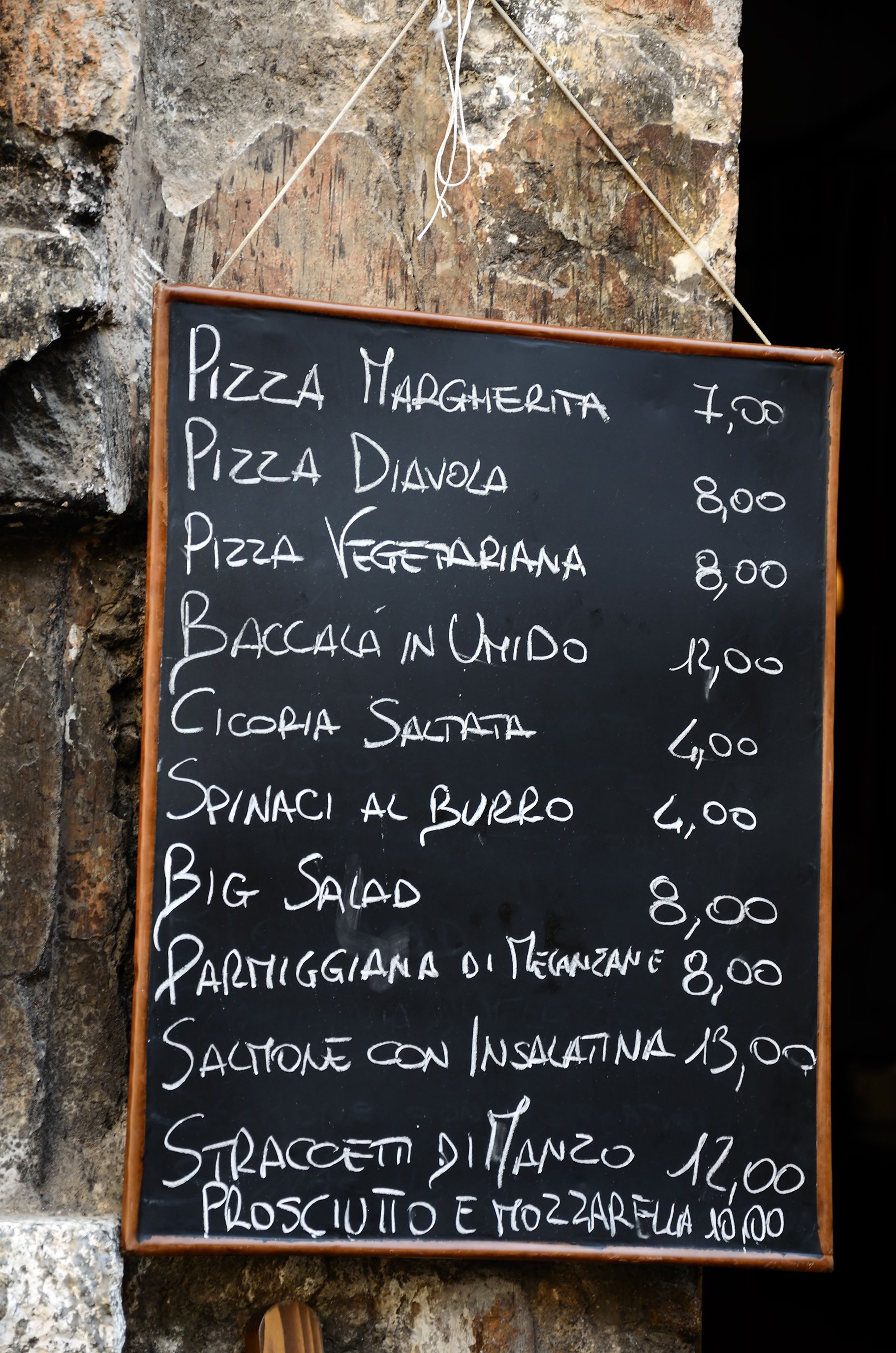 italian menu