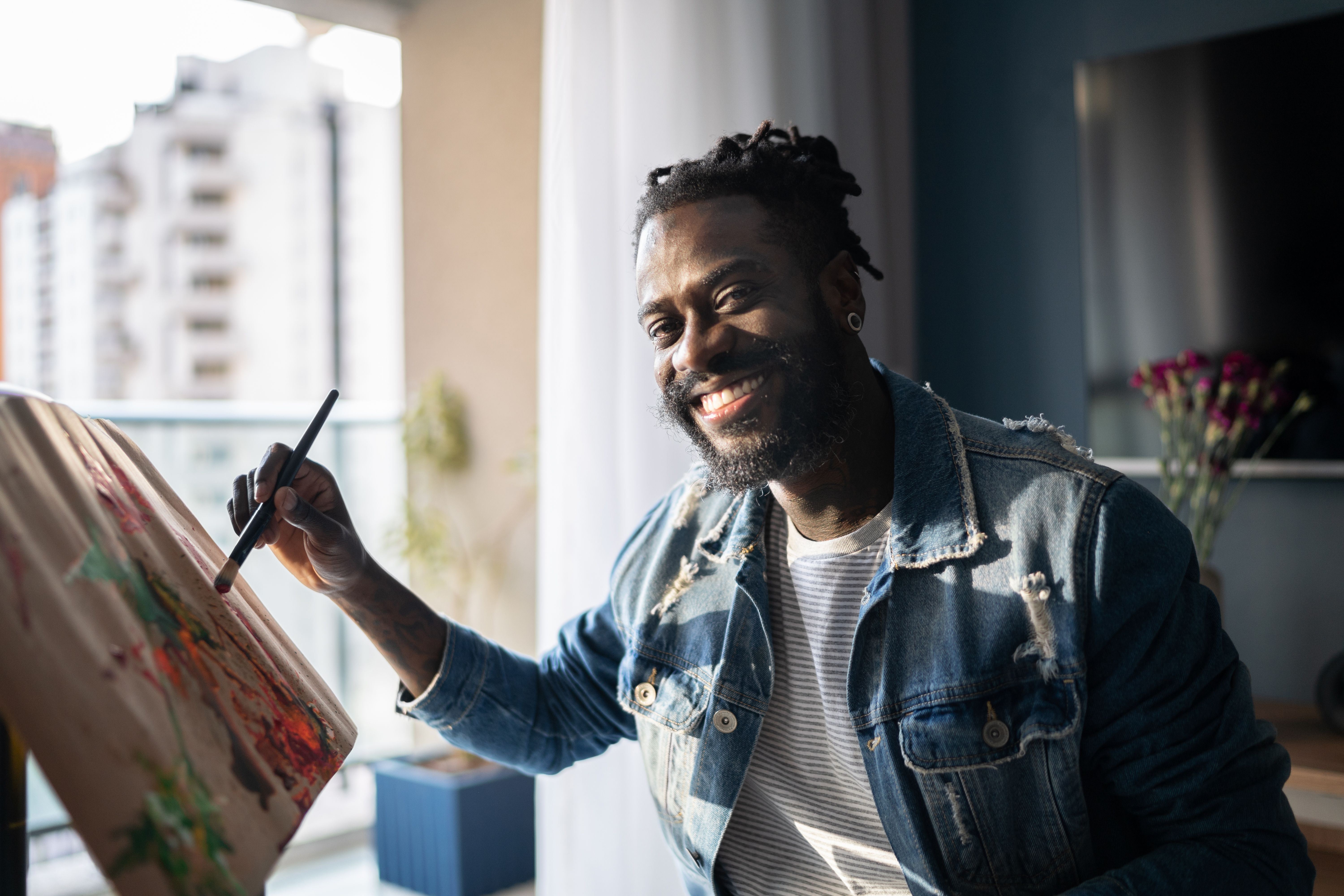 black artist painting
