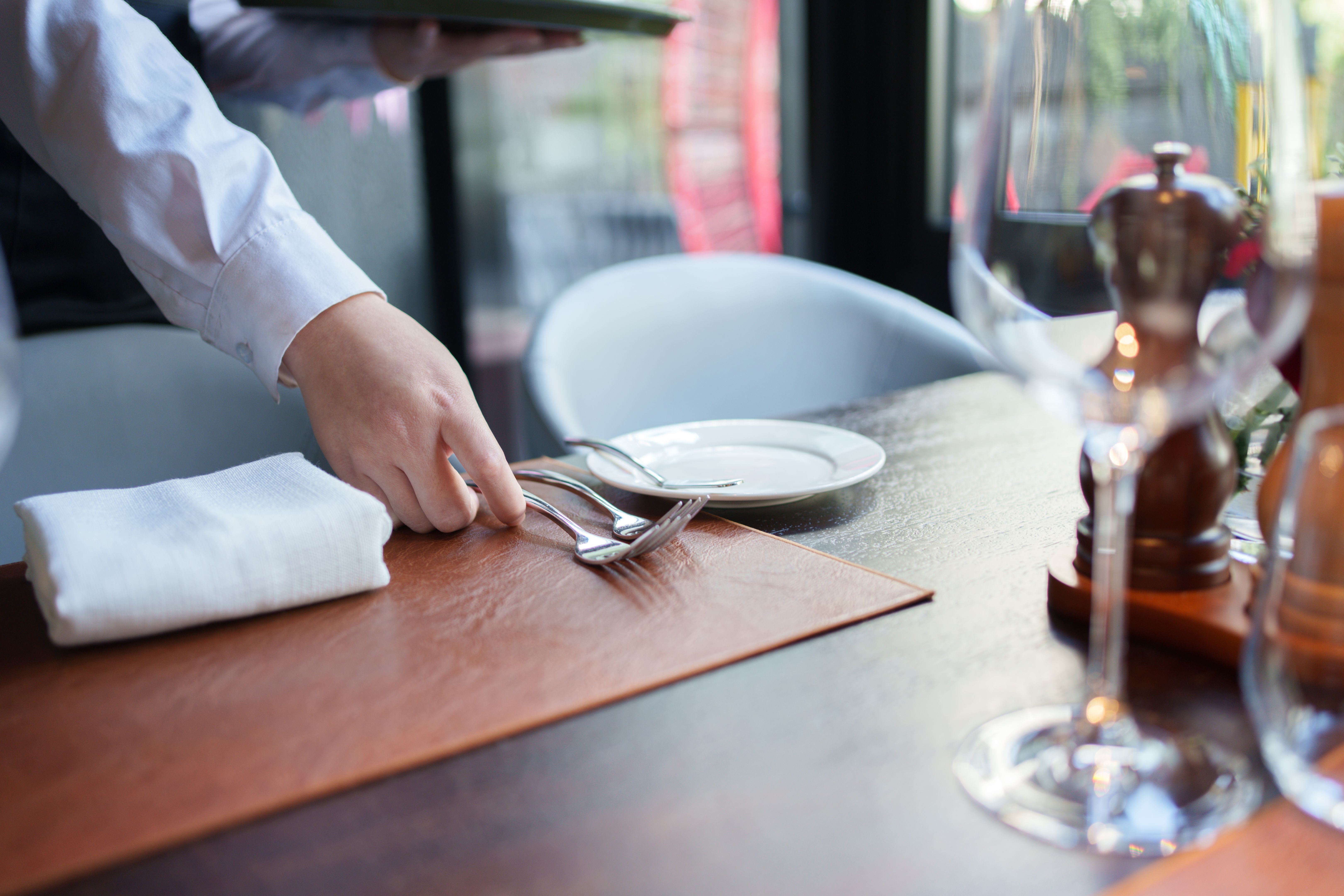 Close-up of setting forks