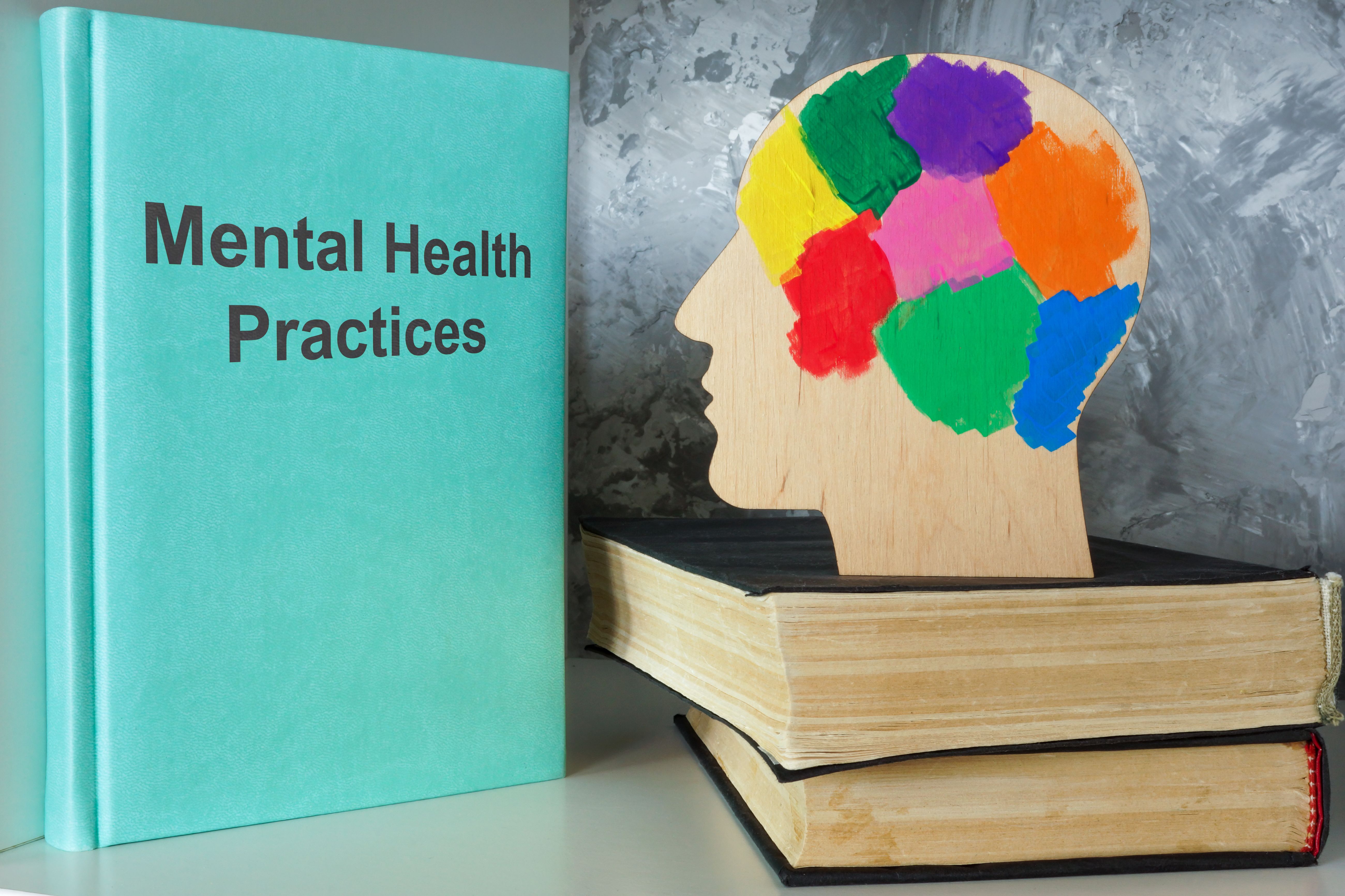 Mental health practices and model head. Psychological well-being.
