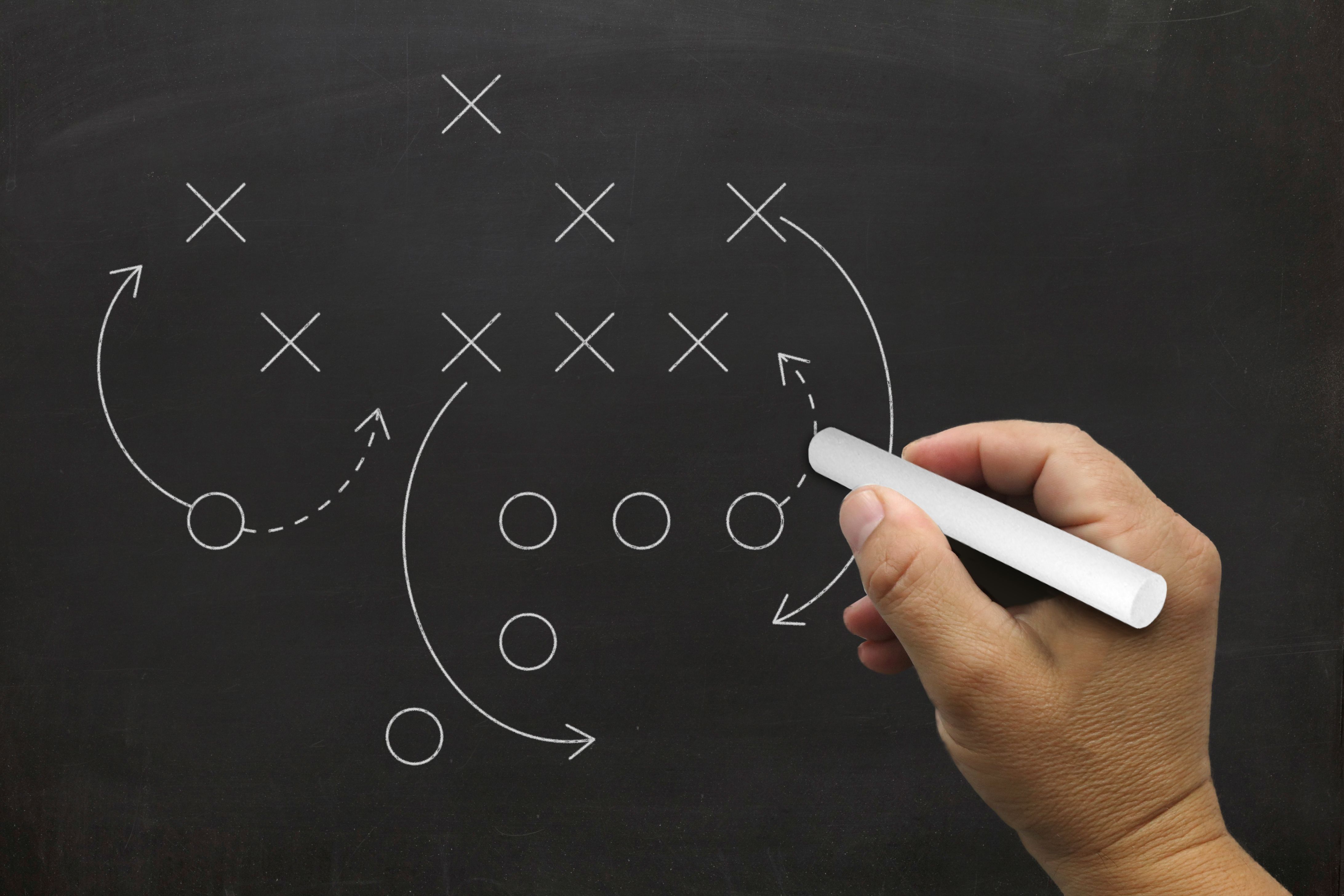 Competition strategy blackboard drawing concept