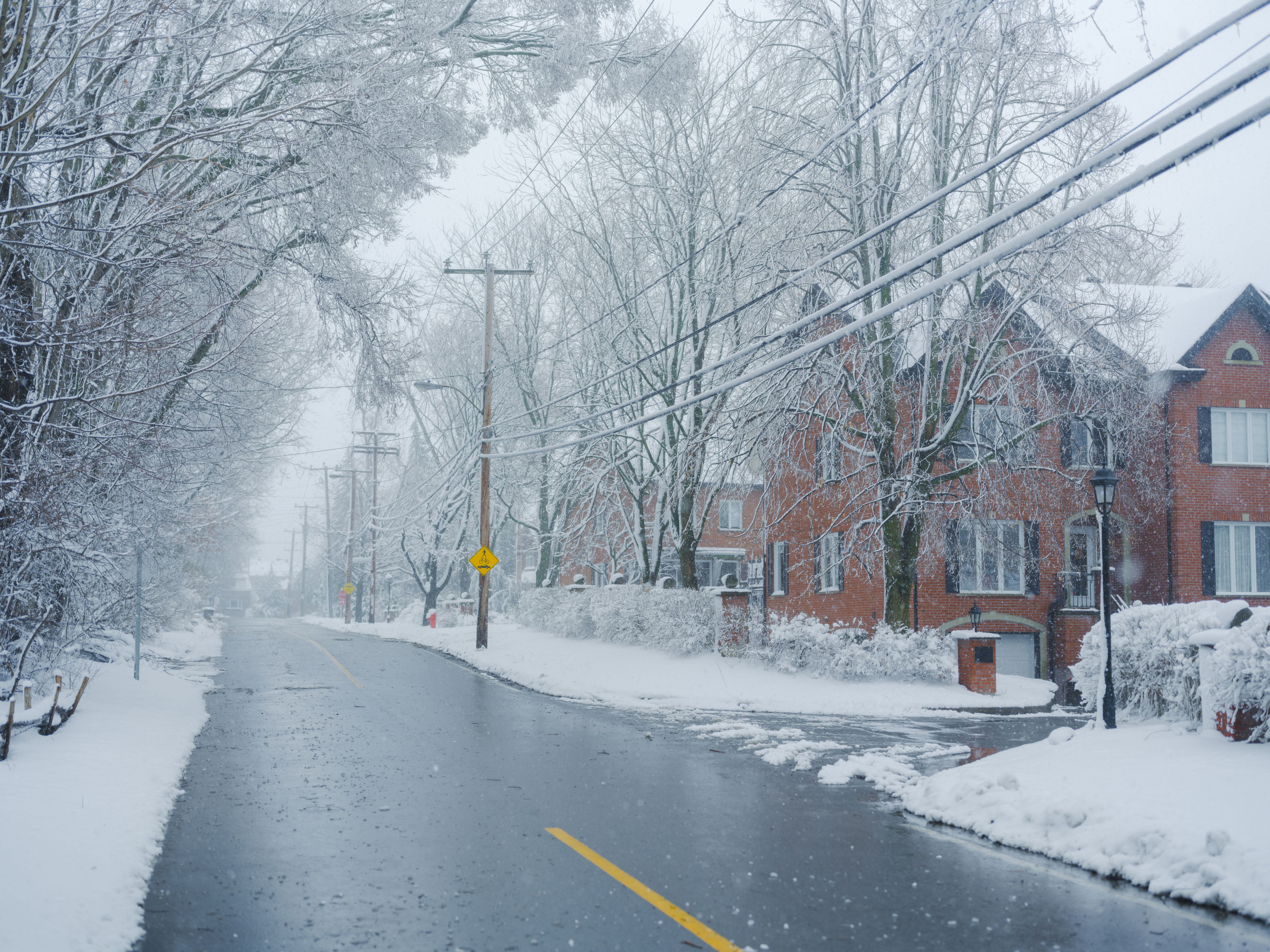 Canadian suburbs in winter after the blizzard