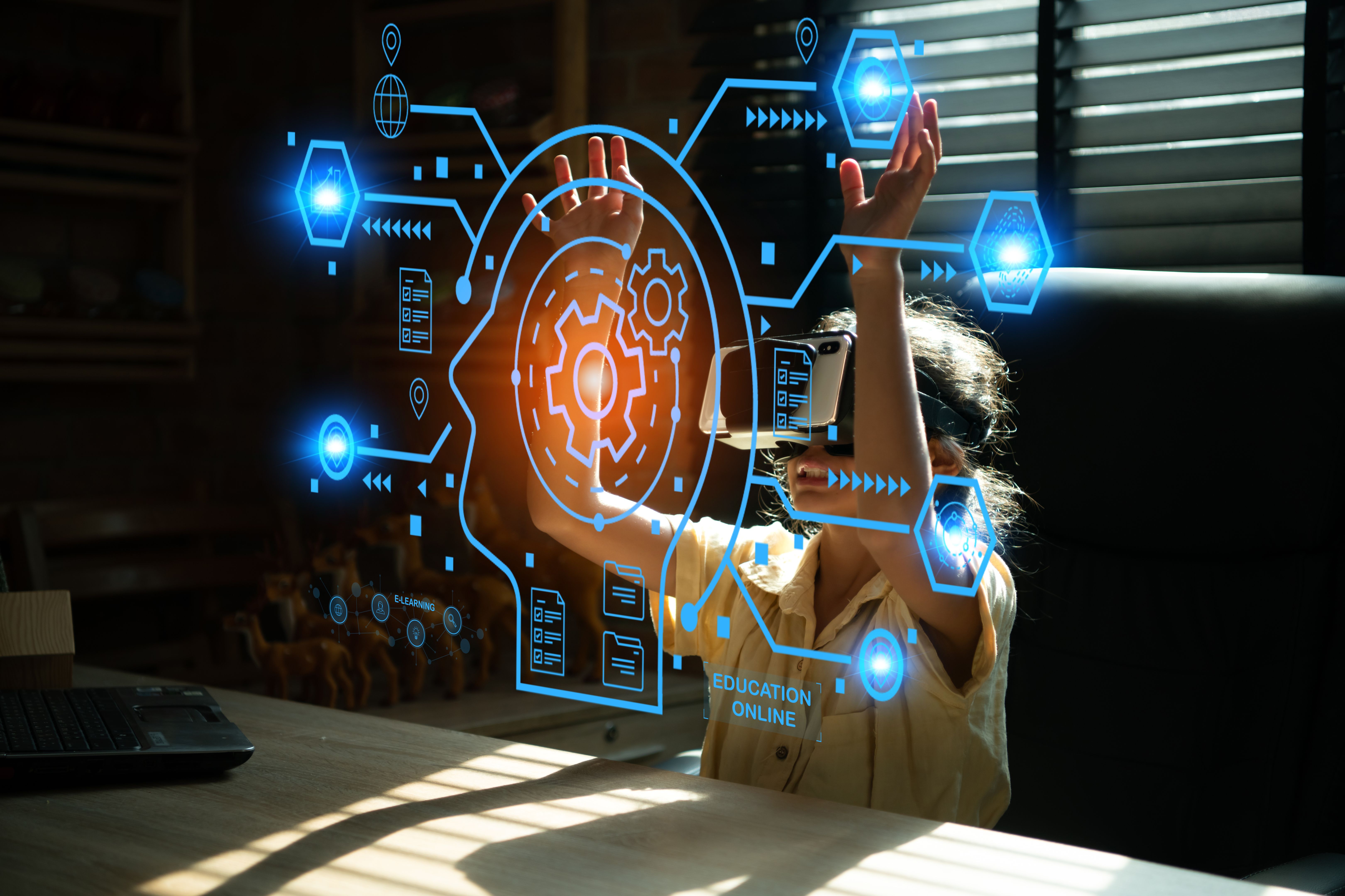 Youngsters with limitless learning opportunities who can study from anywhere in the world using online learning tools such as VR machines