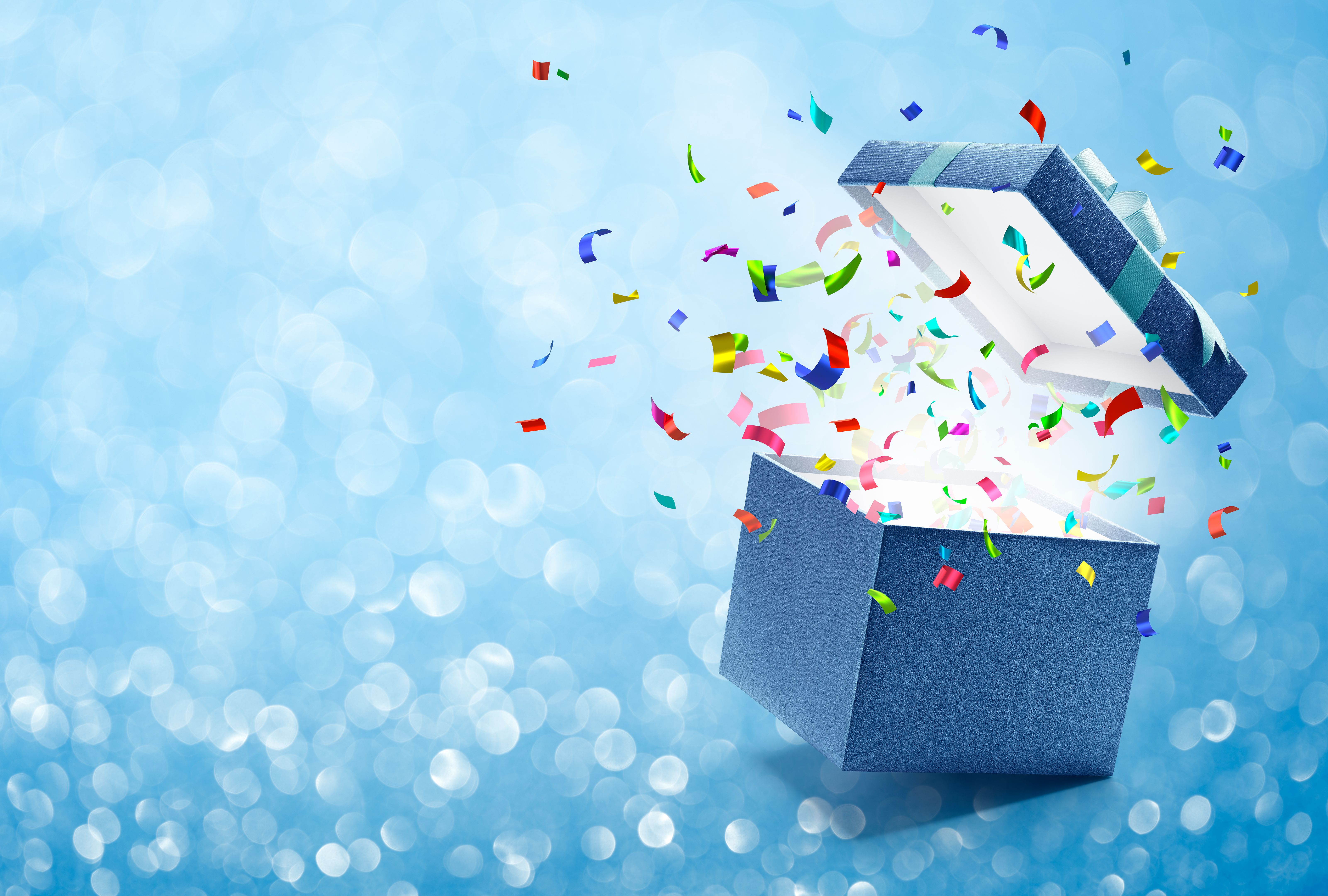 gift with confetti