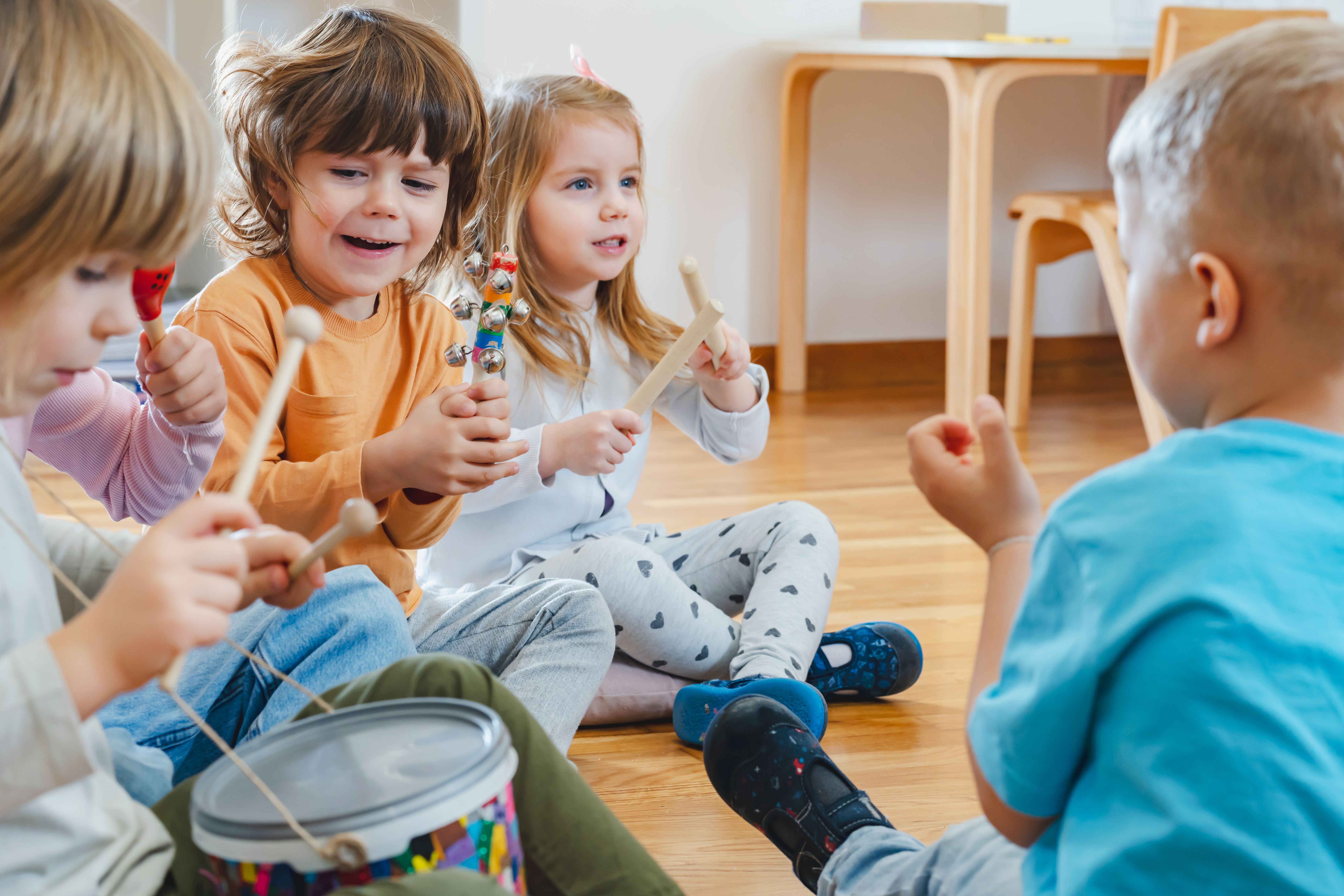 children playing music