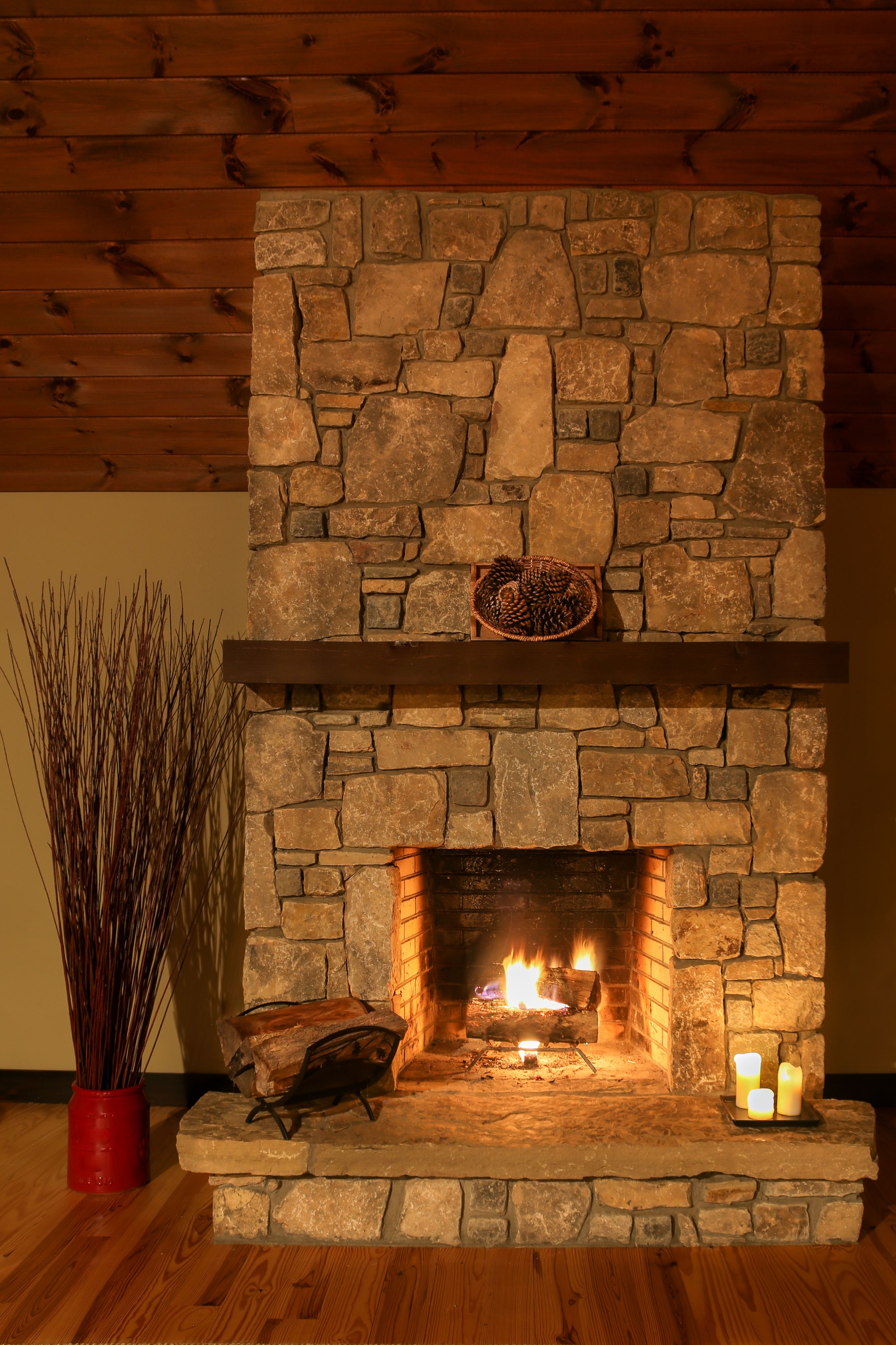 stone fireplace