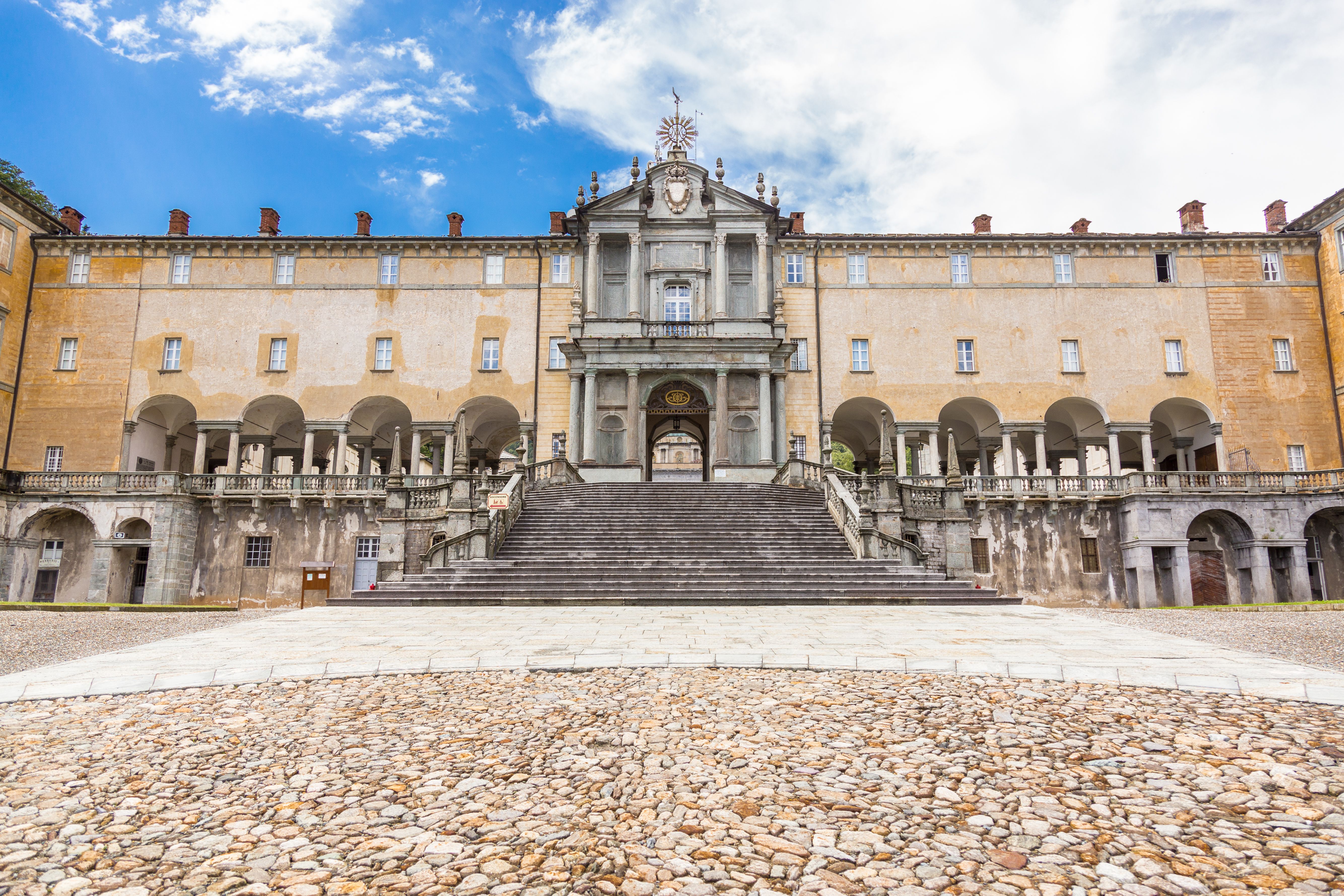 View of Shrine of Oropa, in the mountains of Biella, Piedmont Italy