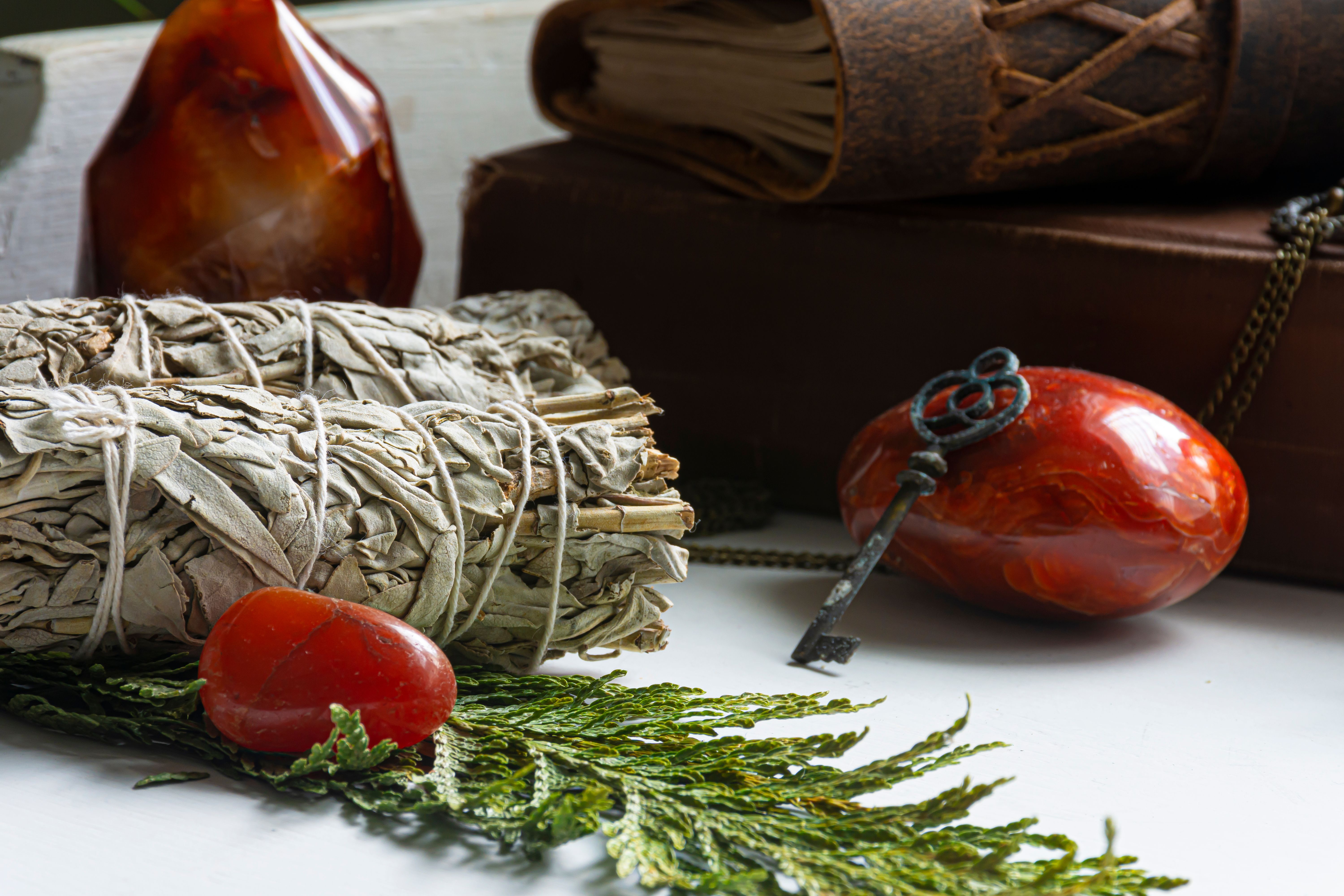 White Sage and Crystals