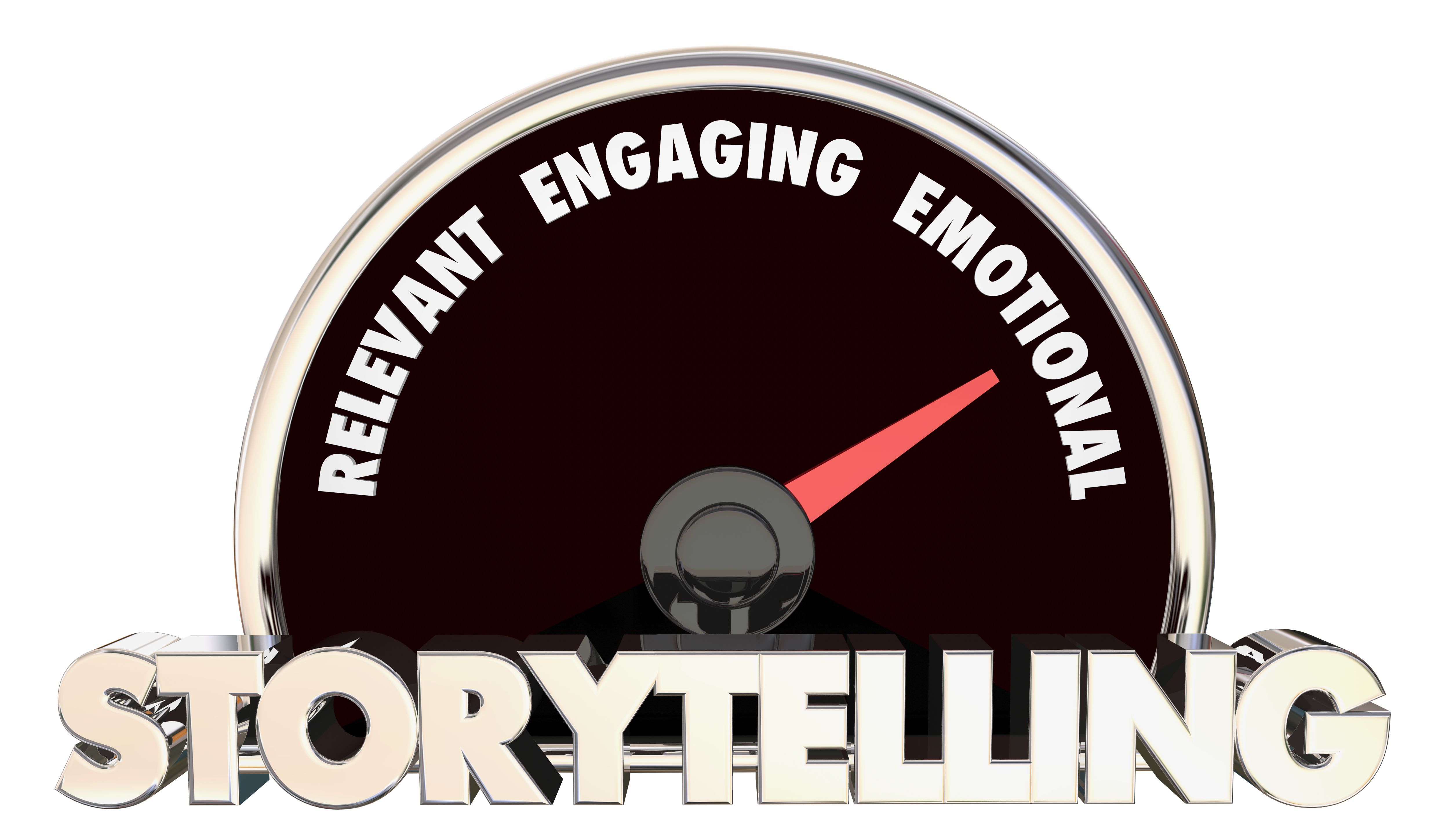 Storytelling Relevant Engaging Informational Communication Speedometer 3d Illustration Storytelling Relevant Engaging Informational Communication Speedometer 3d Illustration