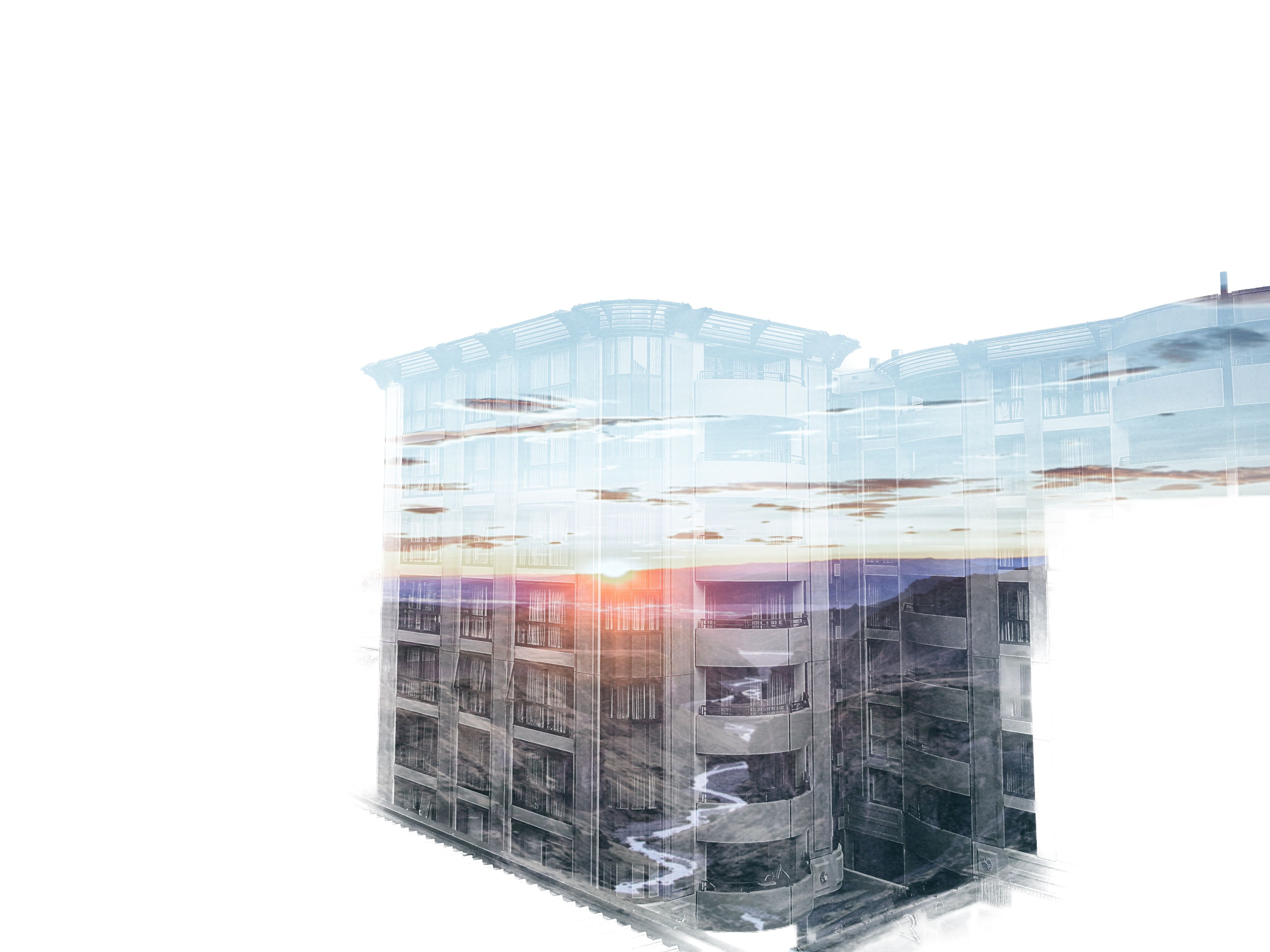 Double exposed modern architecture