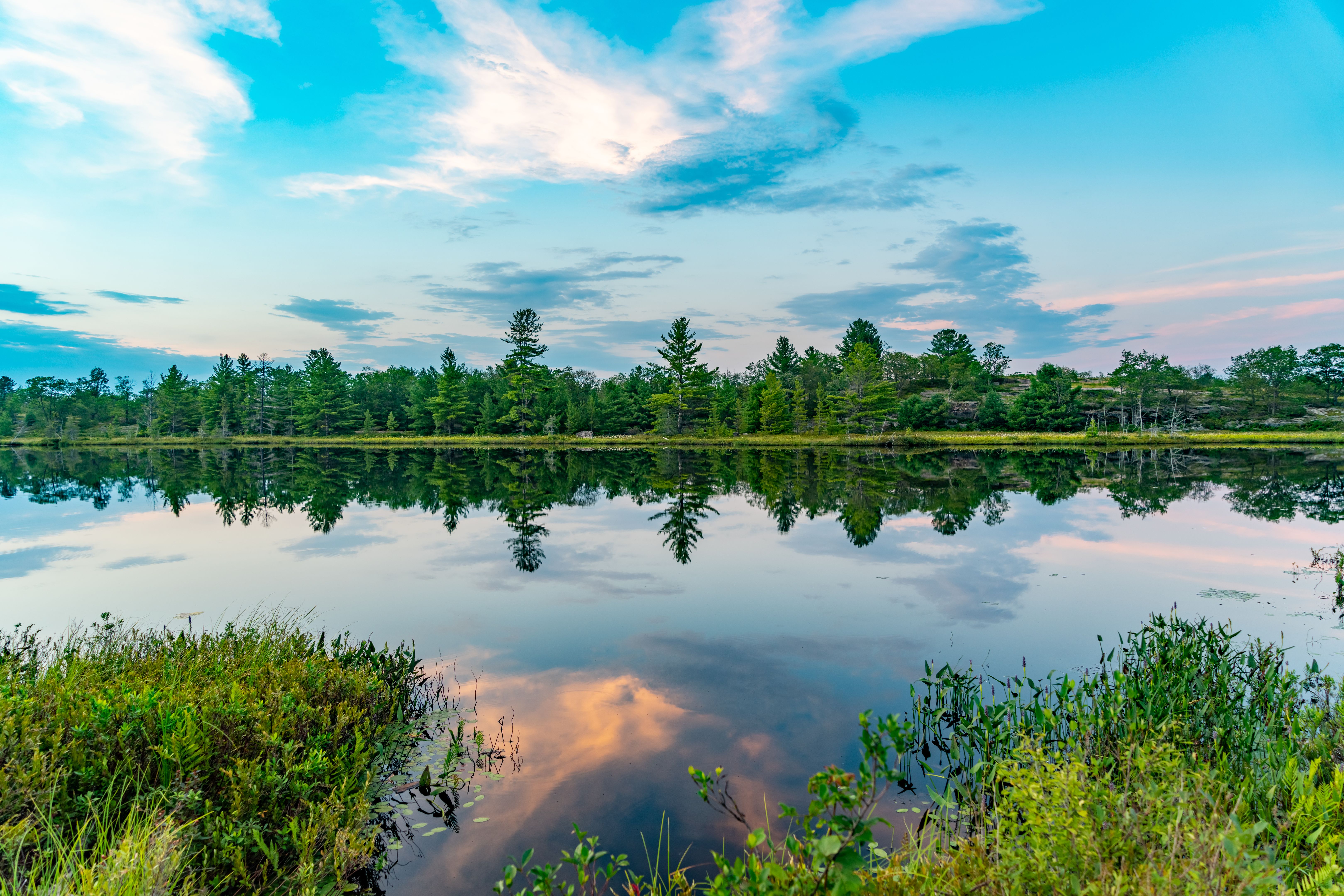 Muskoka Torrance Barrens Dark-Sky Preserve and Highland Pond at dusk, Gravenhurst, Canada
