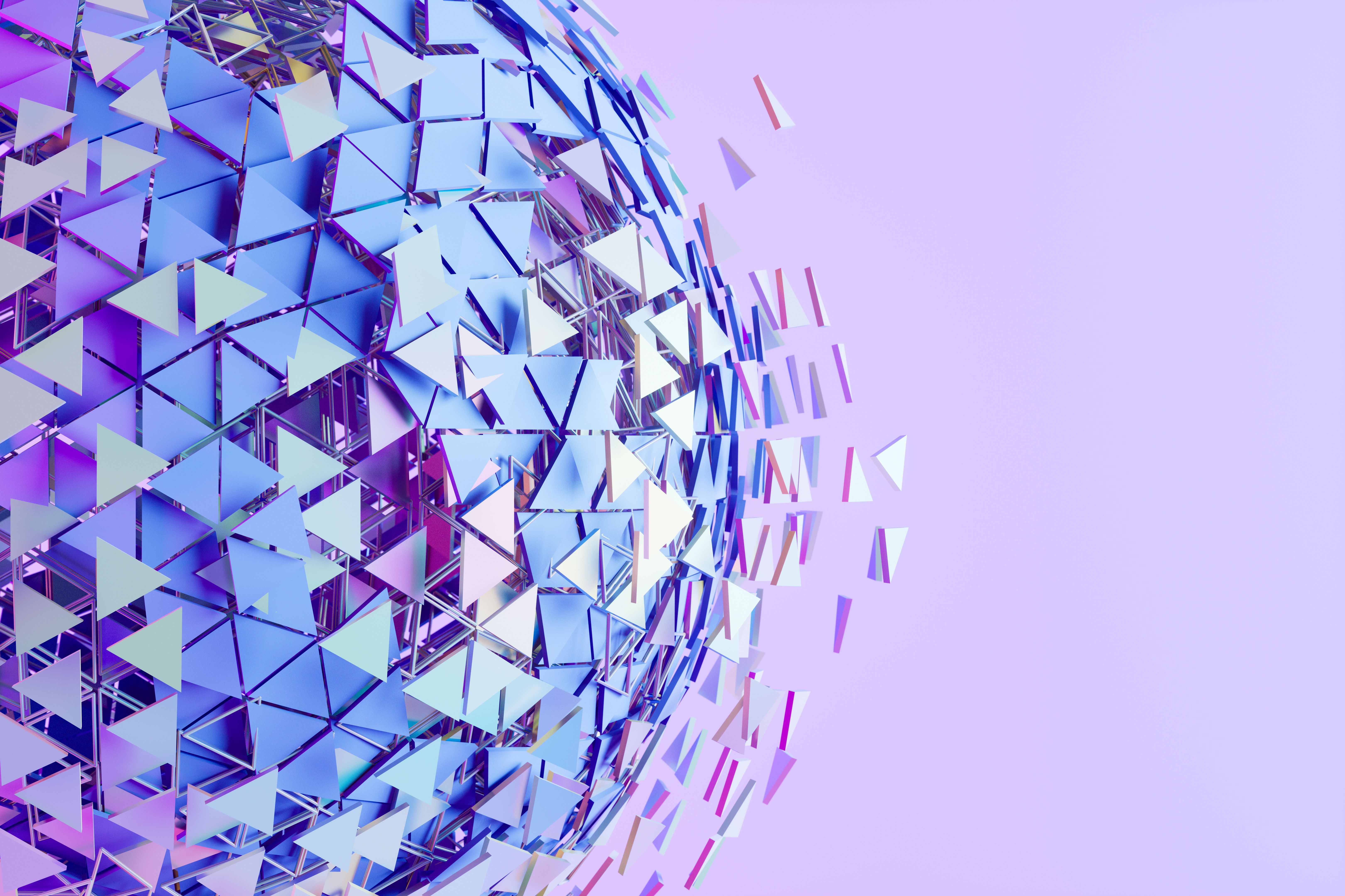 Abstract Triangular Fragmented Sphere Background, Futuristic Technology Concept