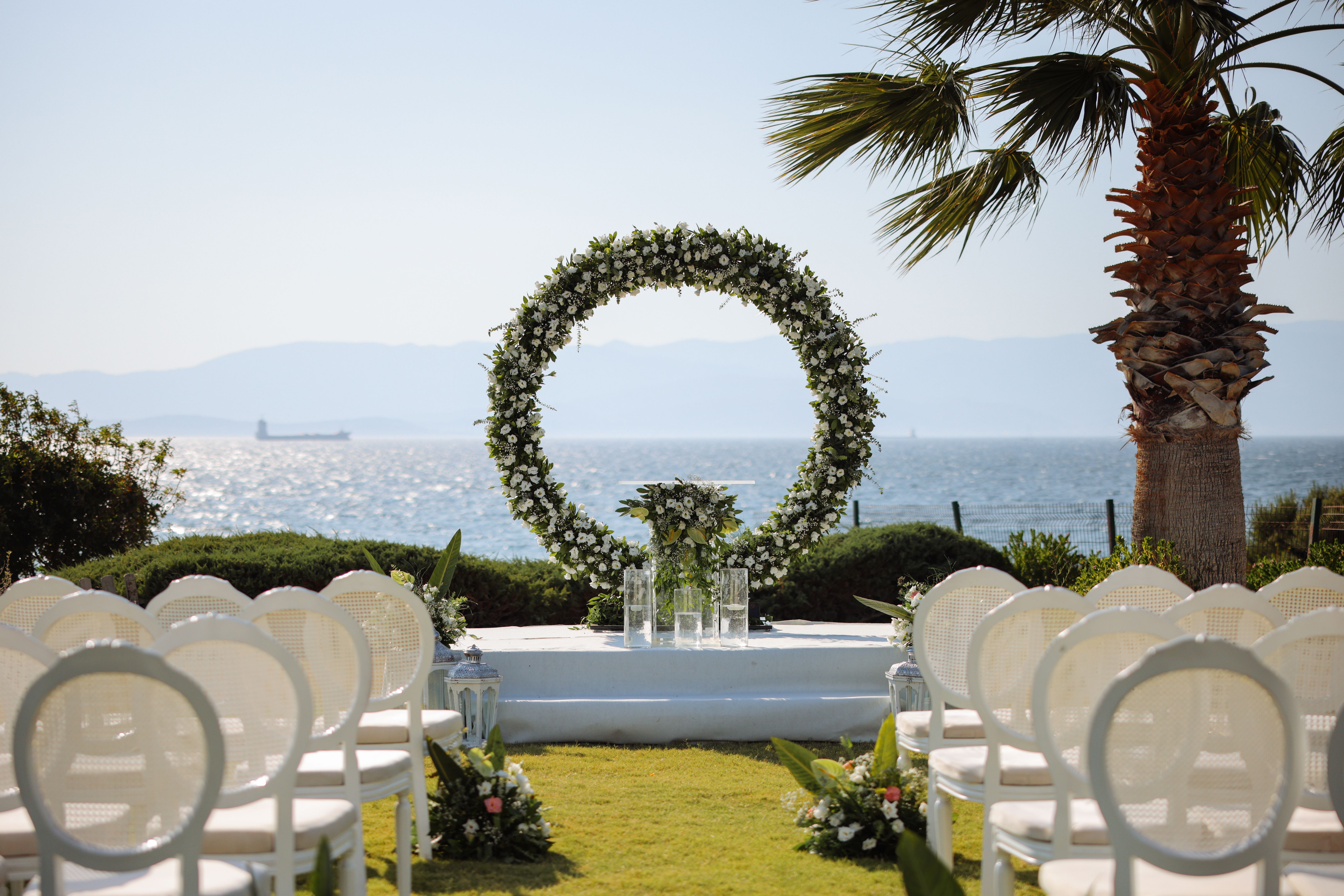 Beautiful wedding arch on the beach