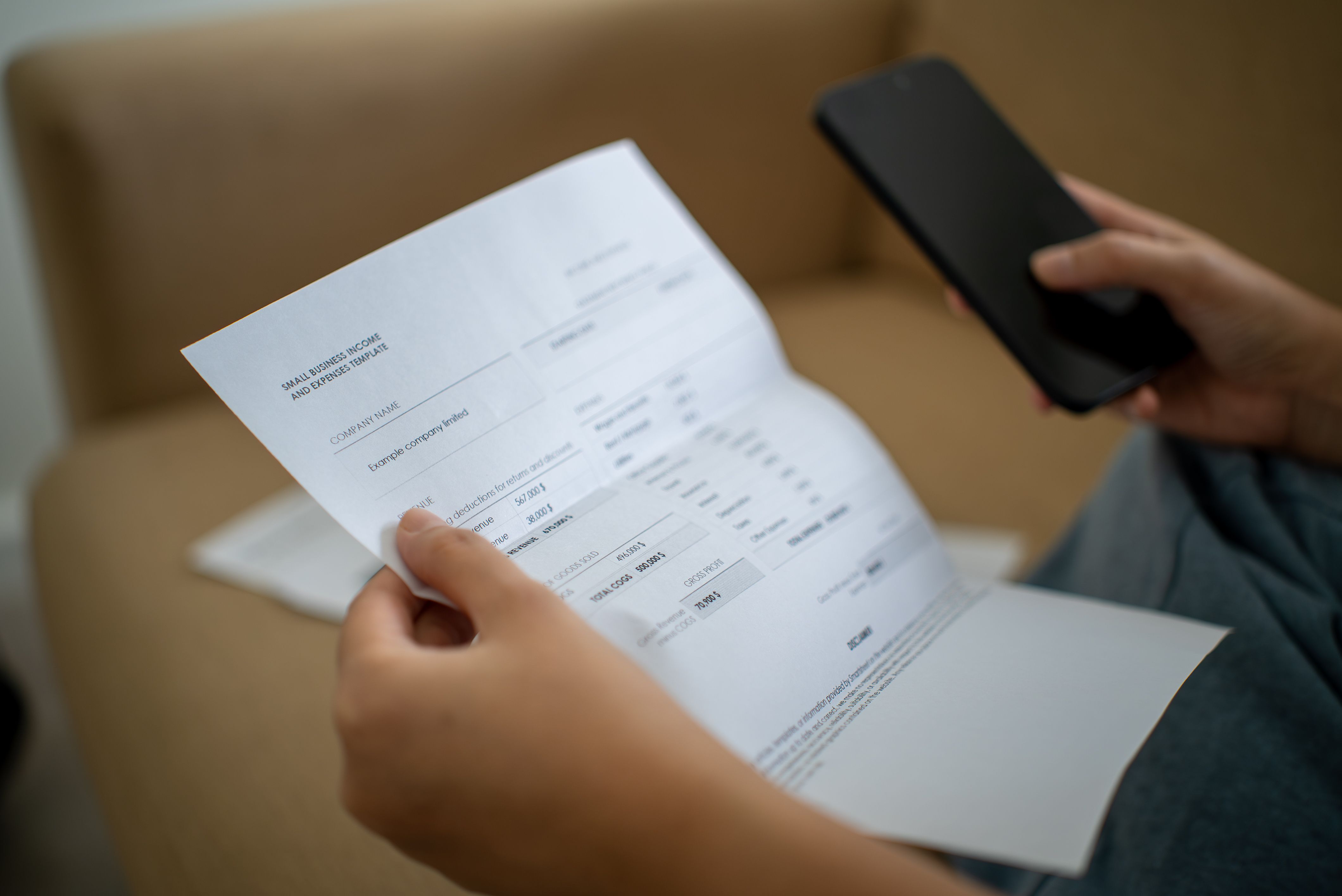 calculator and receipts