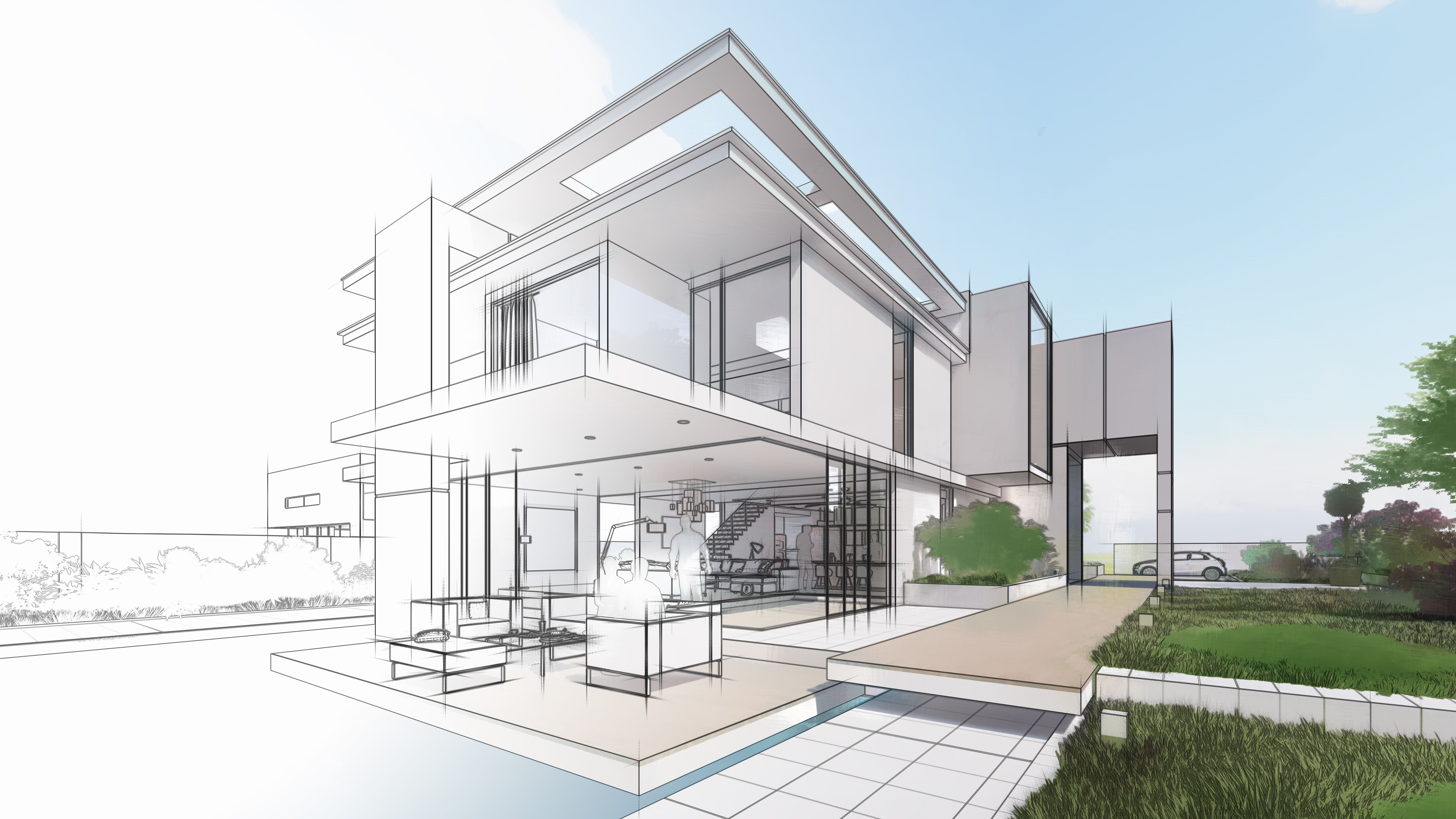 Upscale modern mansion with pool