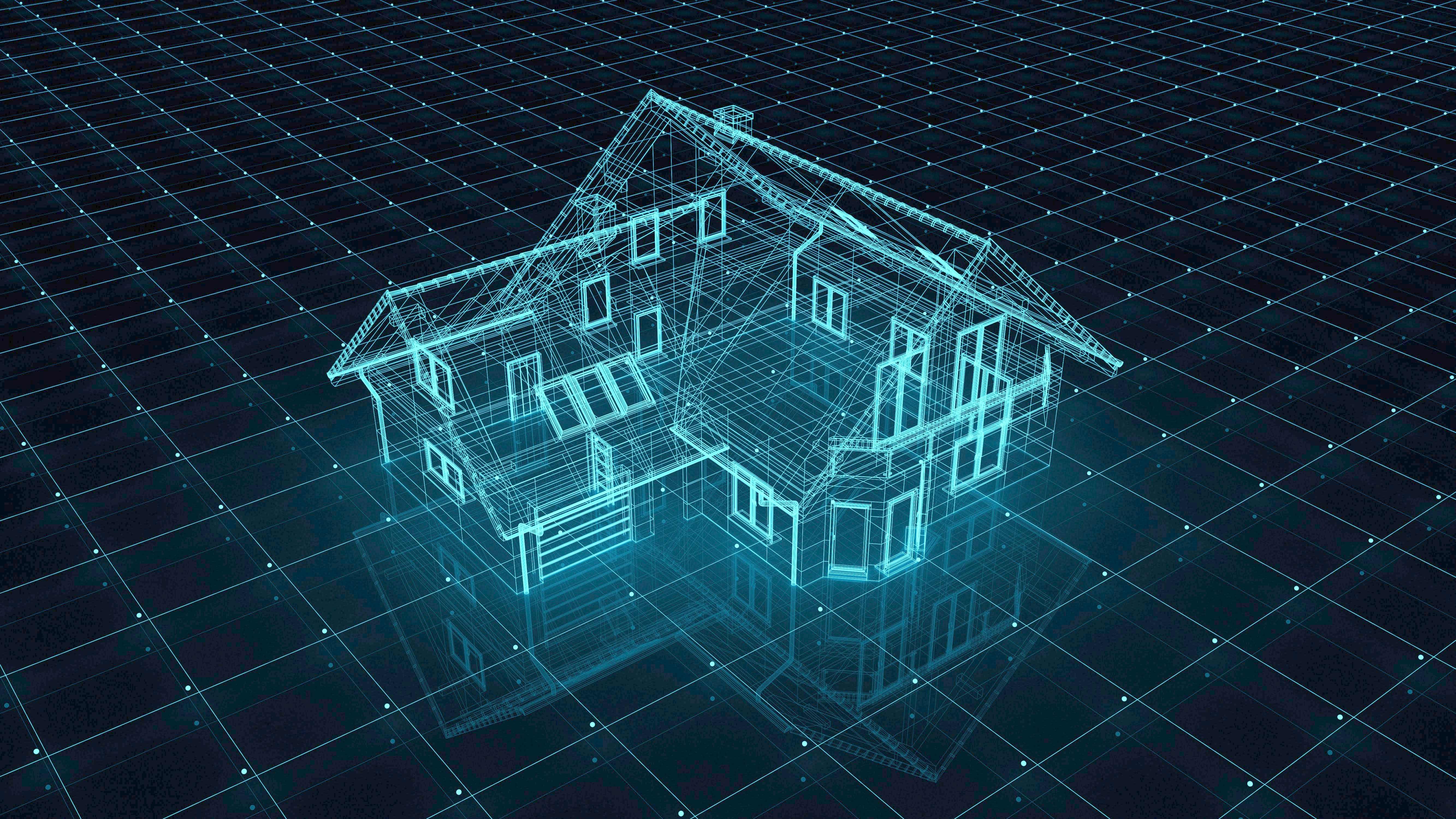Hologramme 3d d’une maison de luxe sur des plans