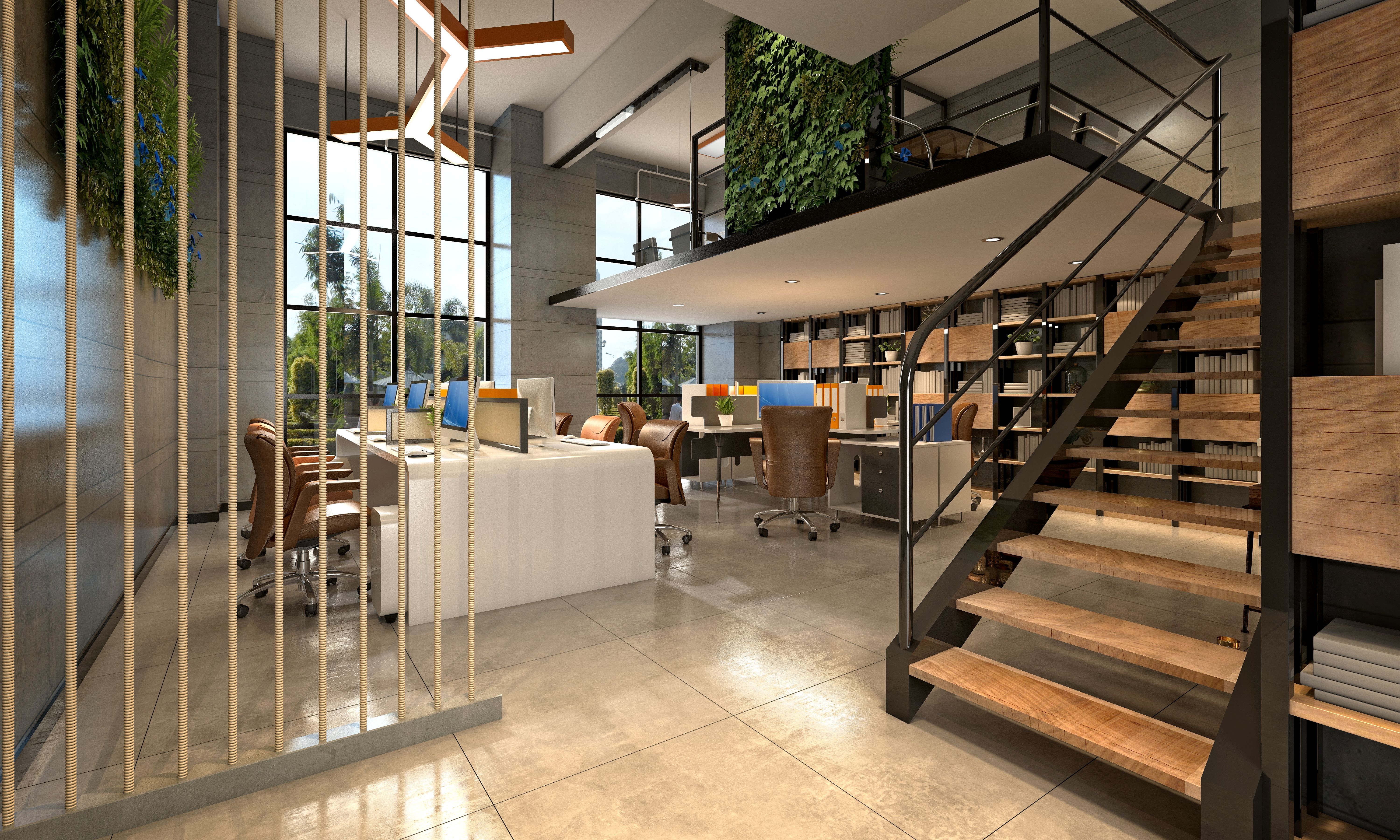 3d render of modern working office interior