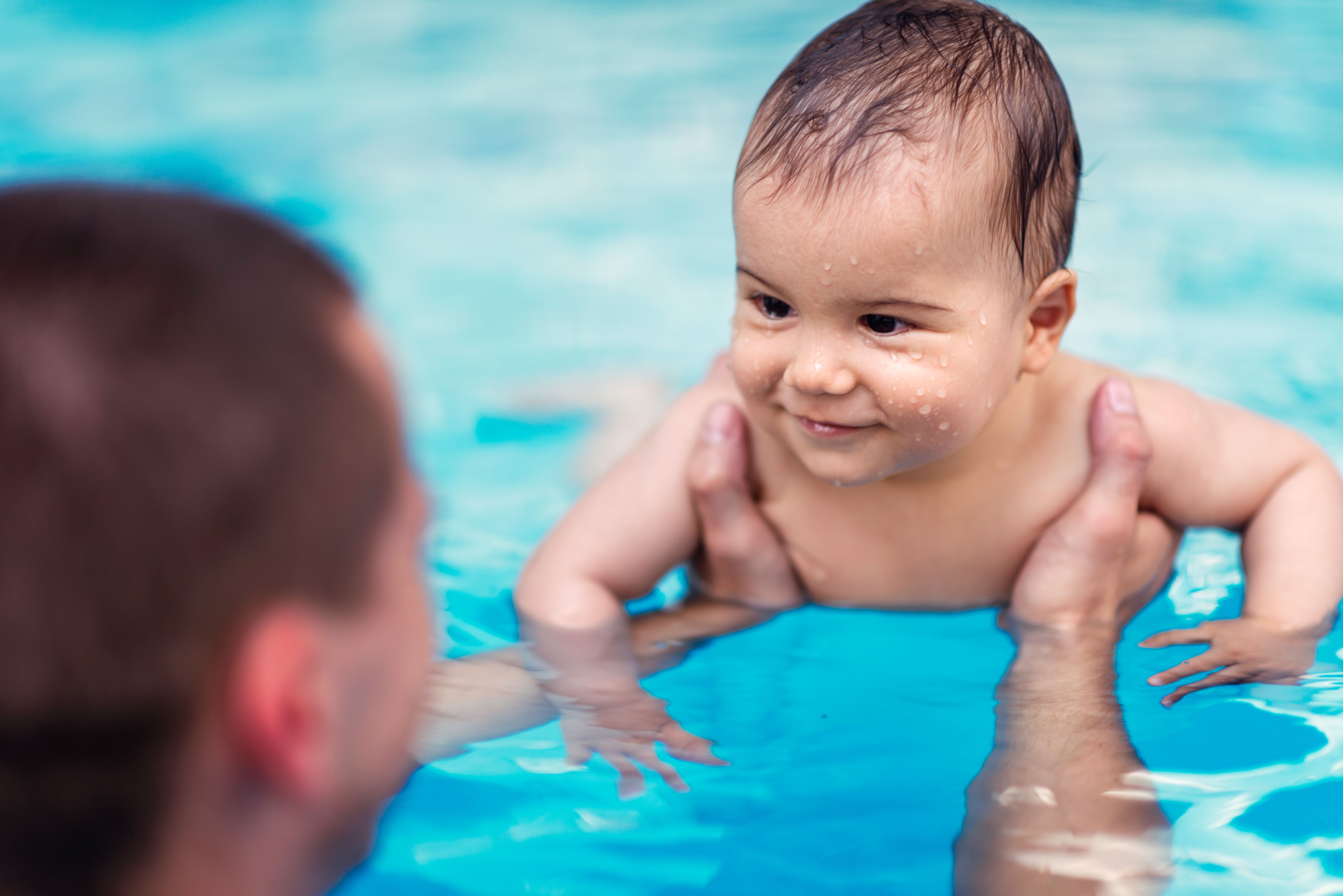 children swimming