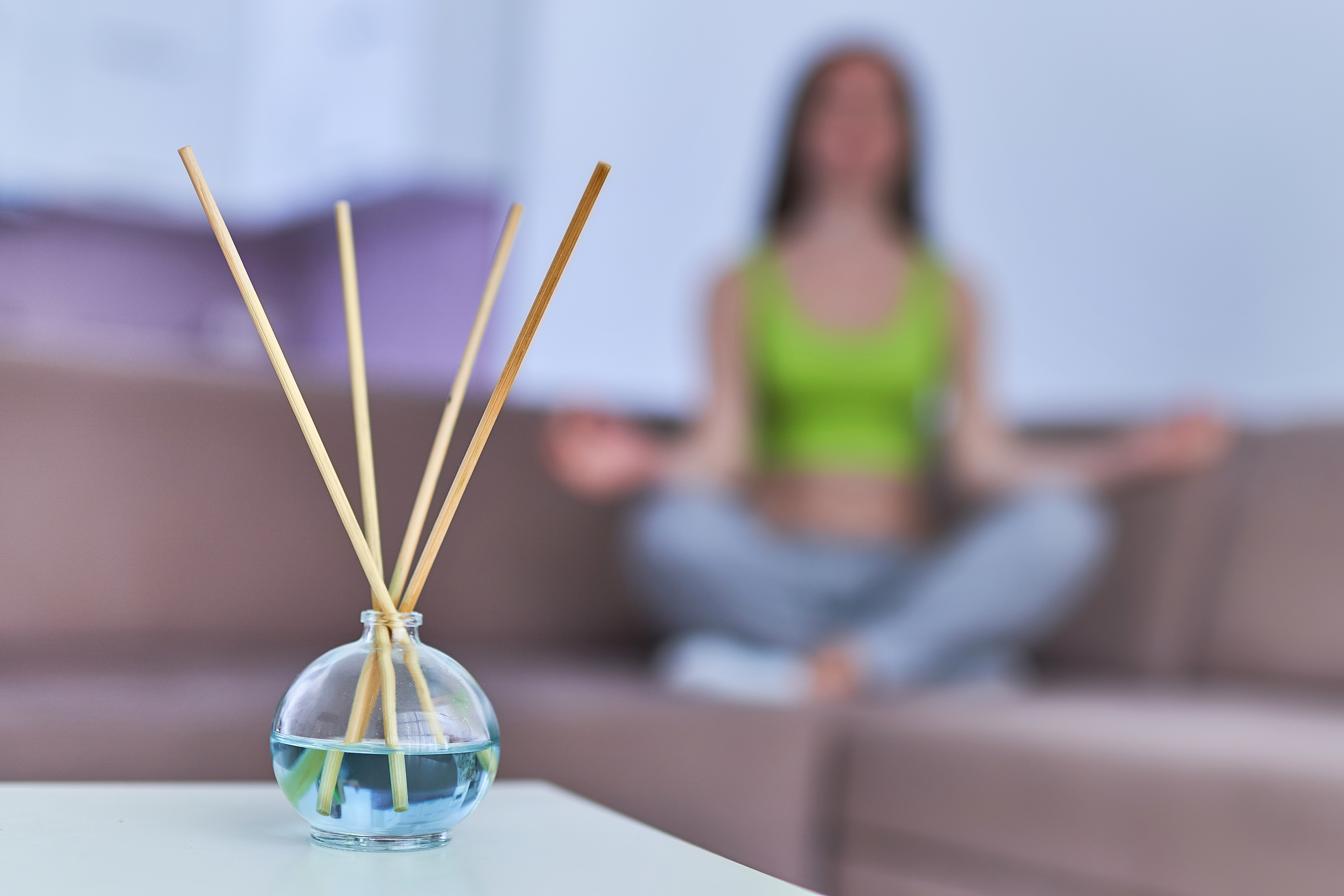 Aroma sticks and essential oil bottle for aromatherapy, meditation and mental health