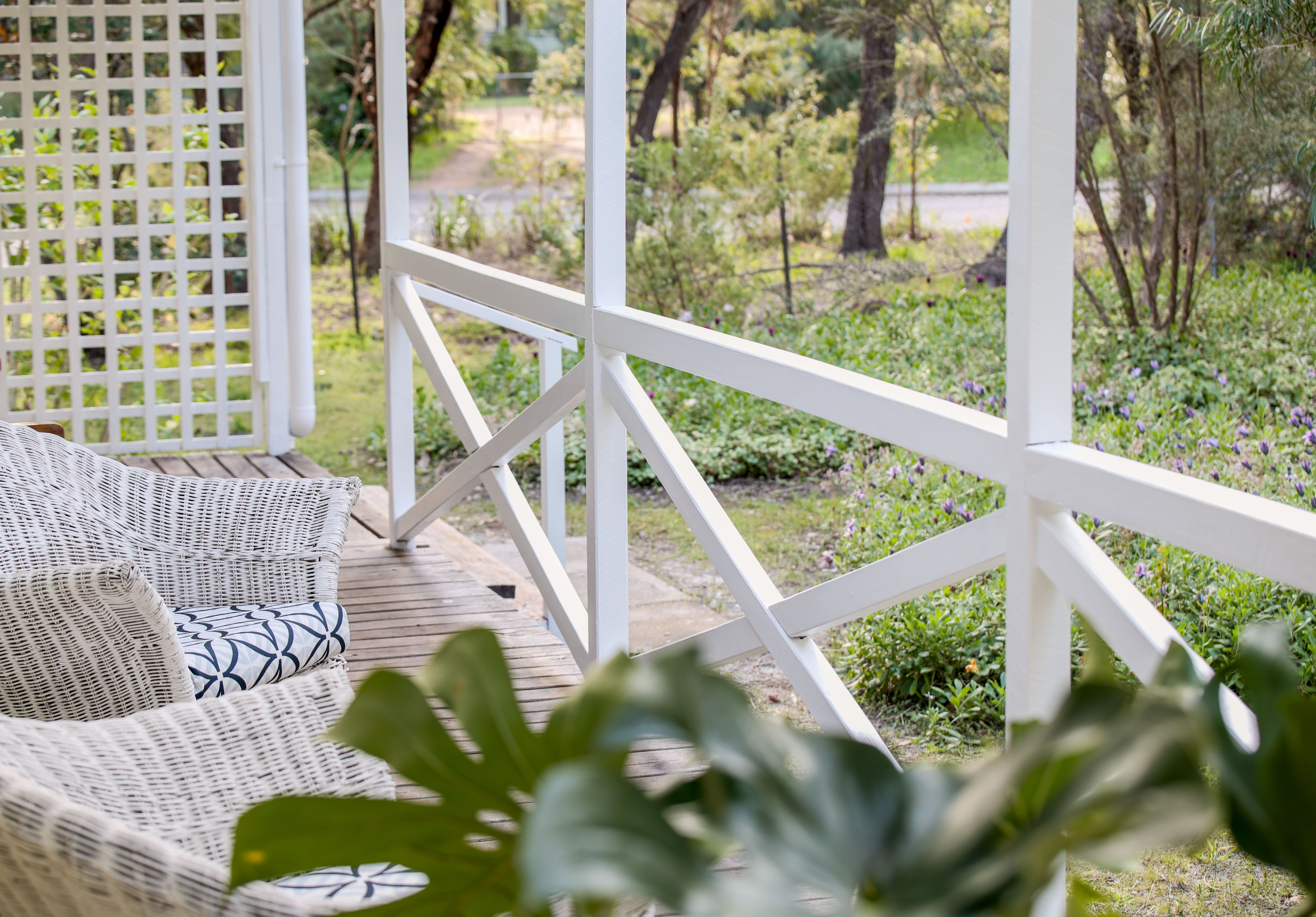 Cottage porch looking out to trees Cottage porch looking out to trees