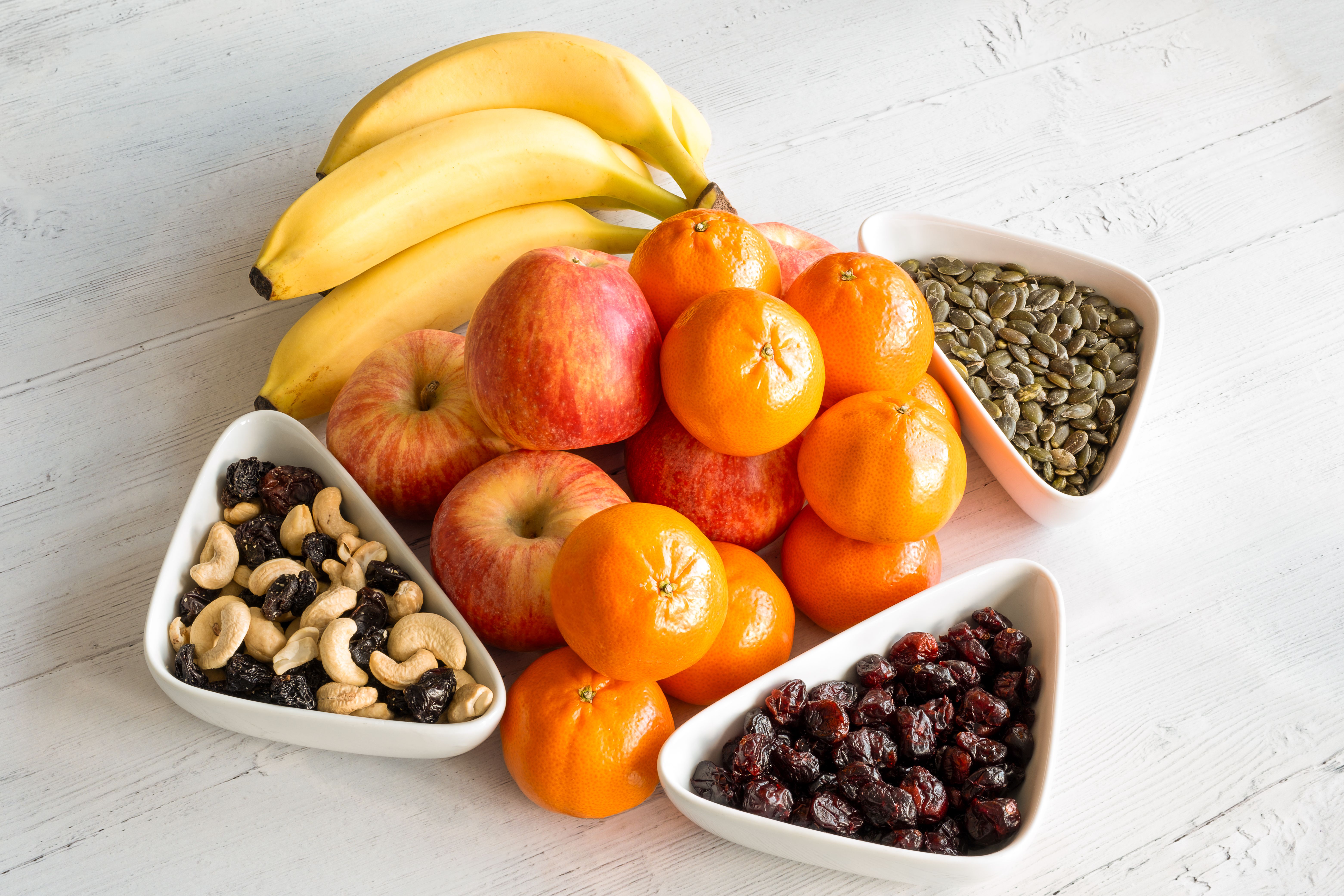 fruits and nuts on board