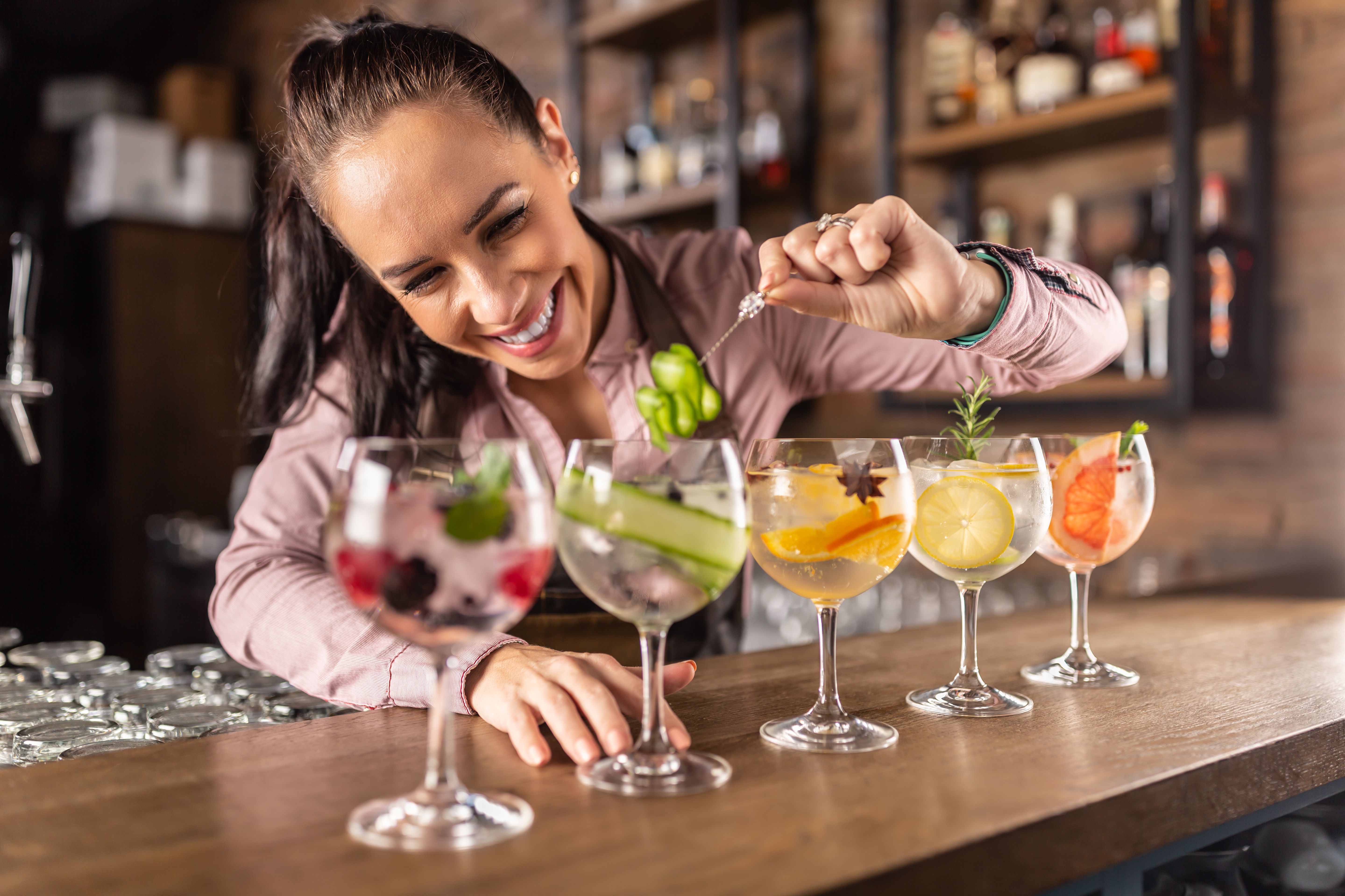 bartender mixing drinks