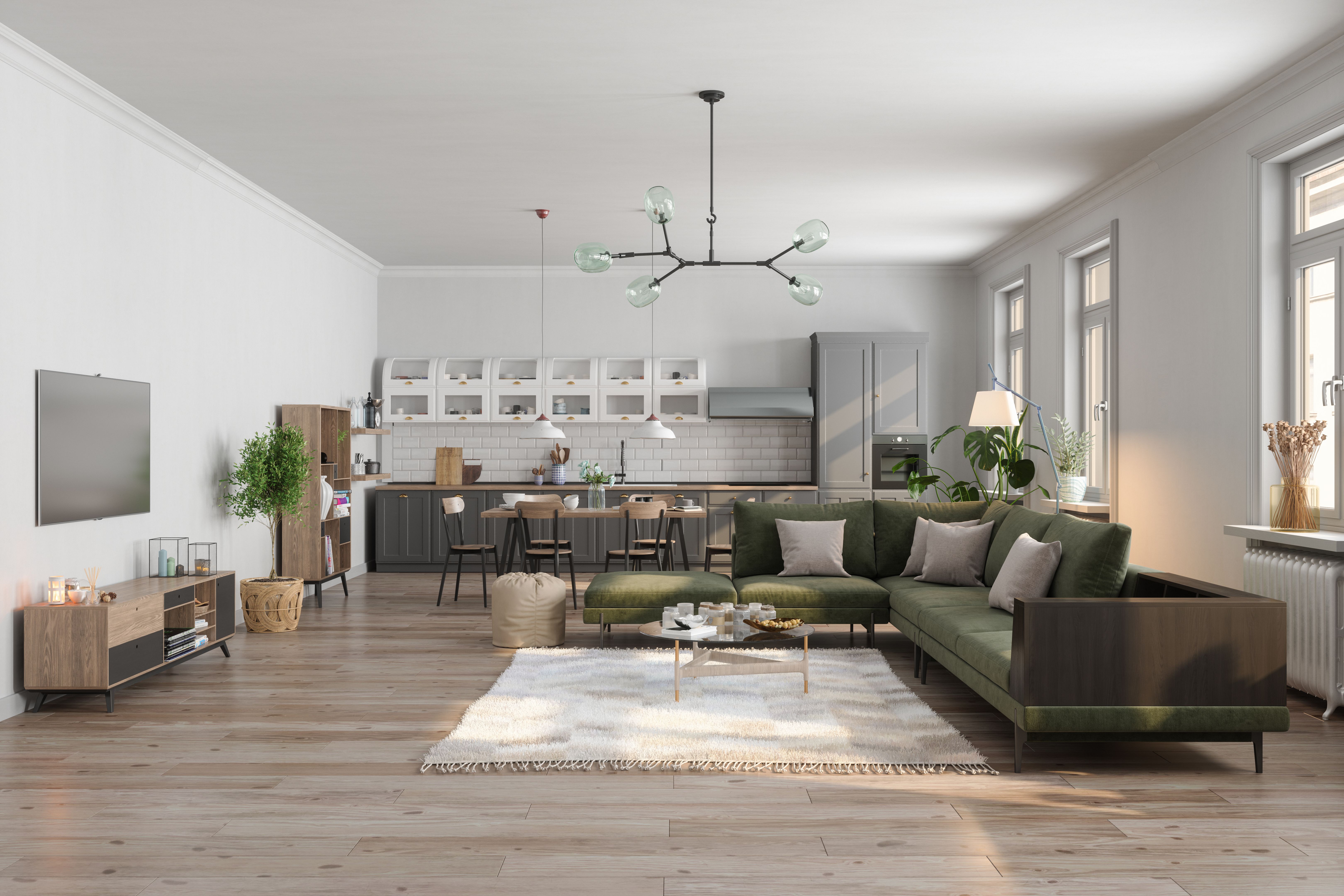 open floor plan living room