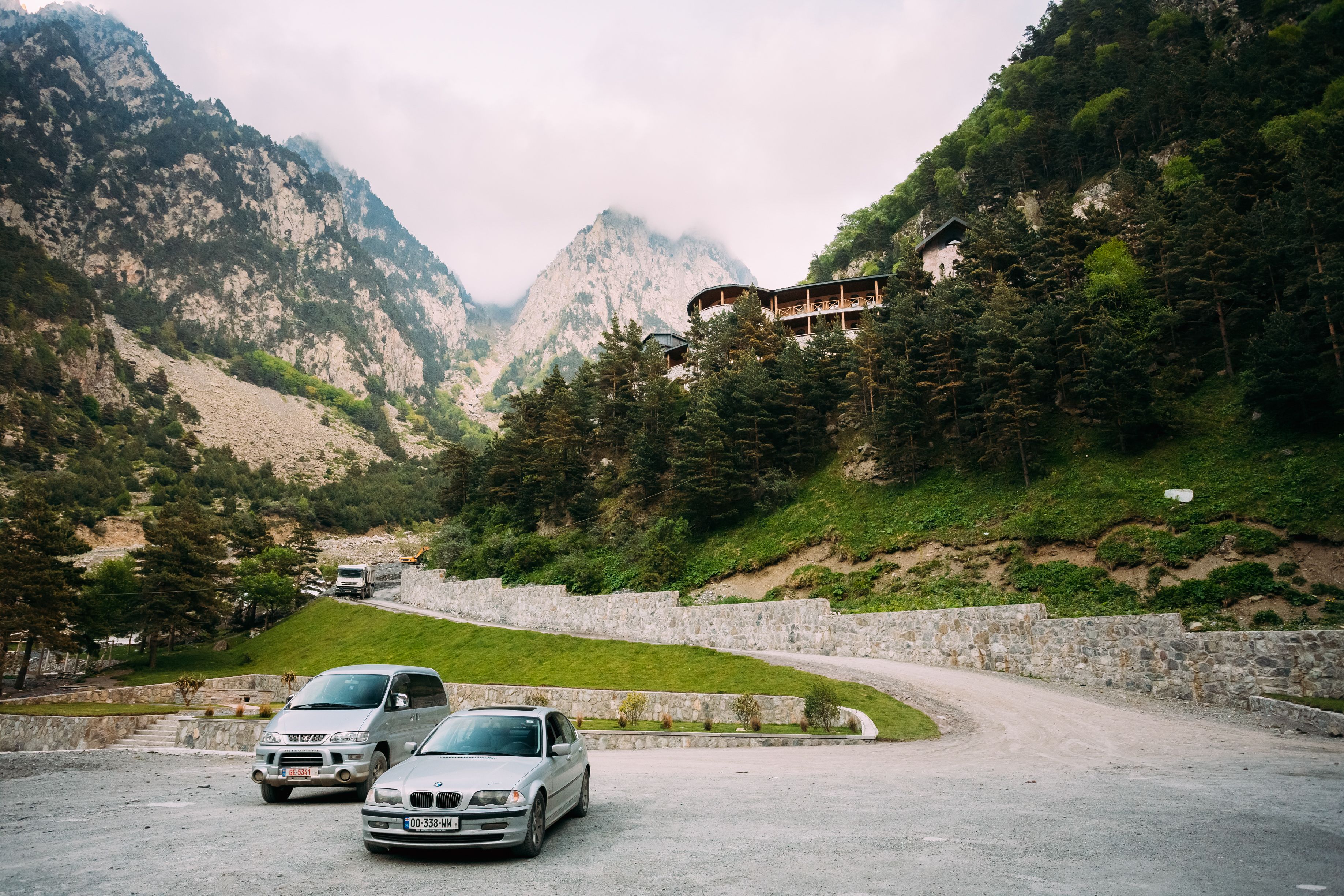 Mtskheta-Stepantsminda-Larsi, Georgia - May 21, 2016: Building Of DarialiÃÂ Monastery residence in Darial Gorge Mtskheta-Stepantsminda-Larsi, Georgia - May 21, 2016: Building Of DarialiÃÂ Monastery residence in Darial Gorge
