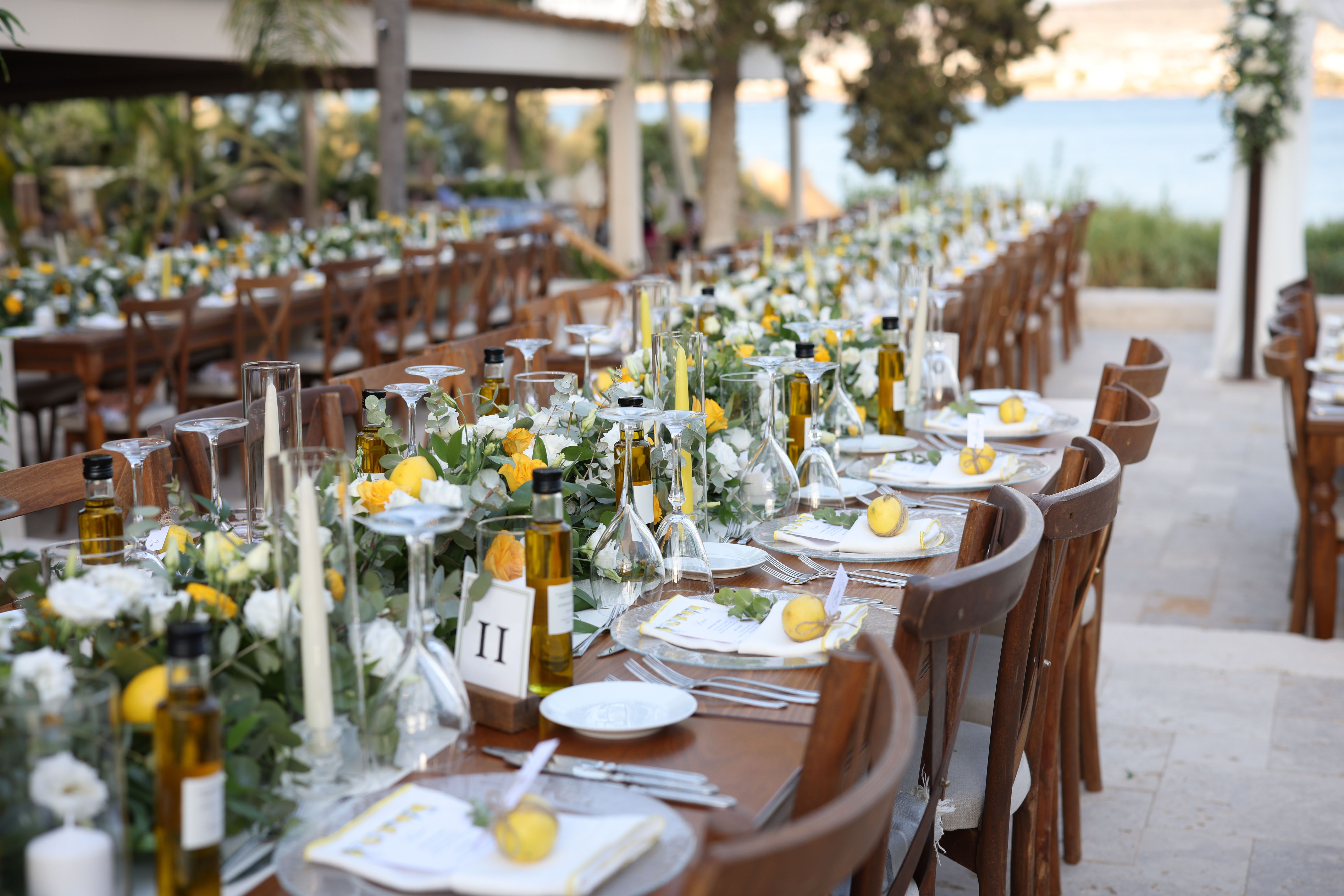 Table setting for an event party or wedding reception Table setting for an event party or wedding reception