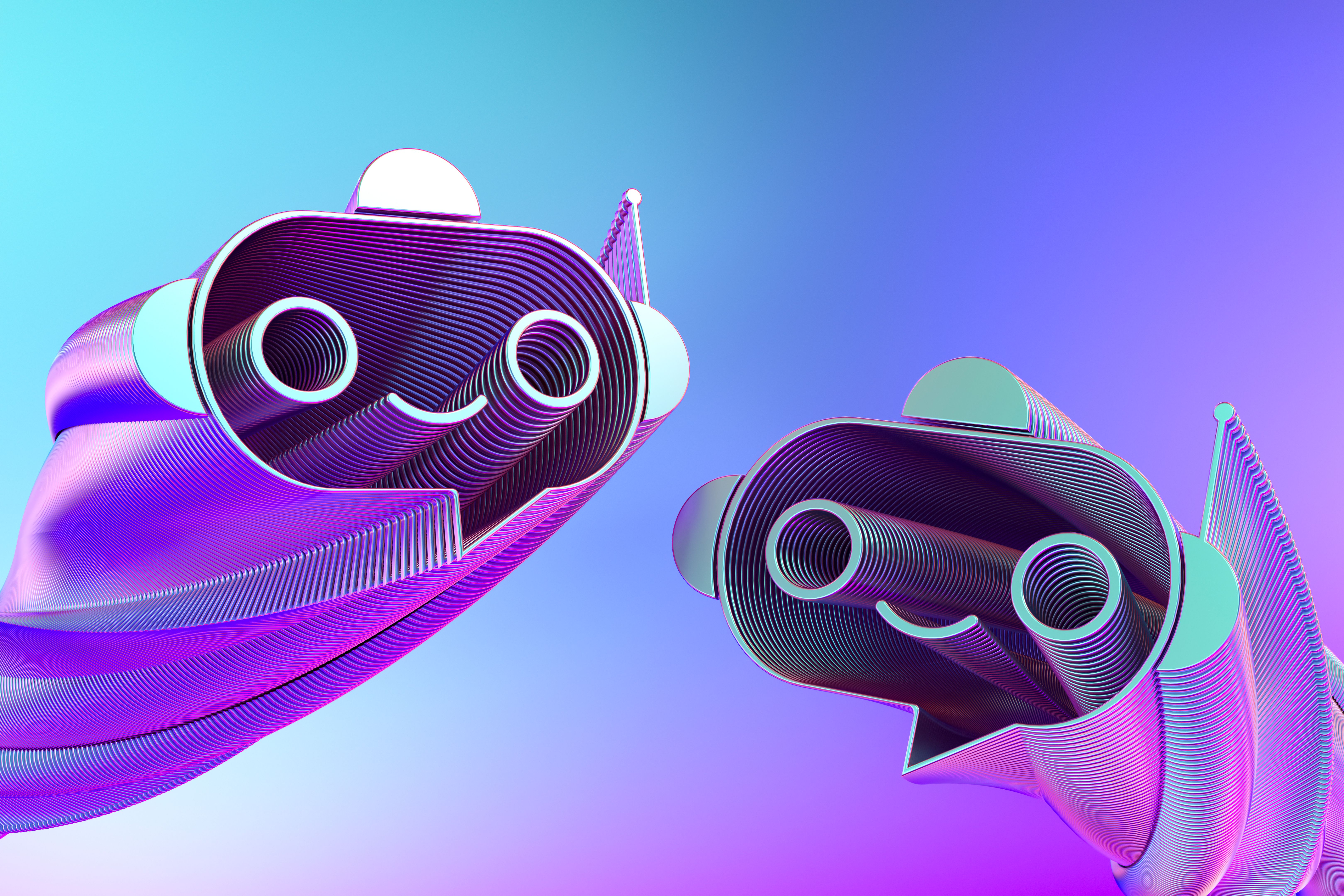 AI Chatbot in Speech Bubble shape with layered and twisted pattern, Artificial Intelligence Technology