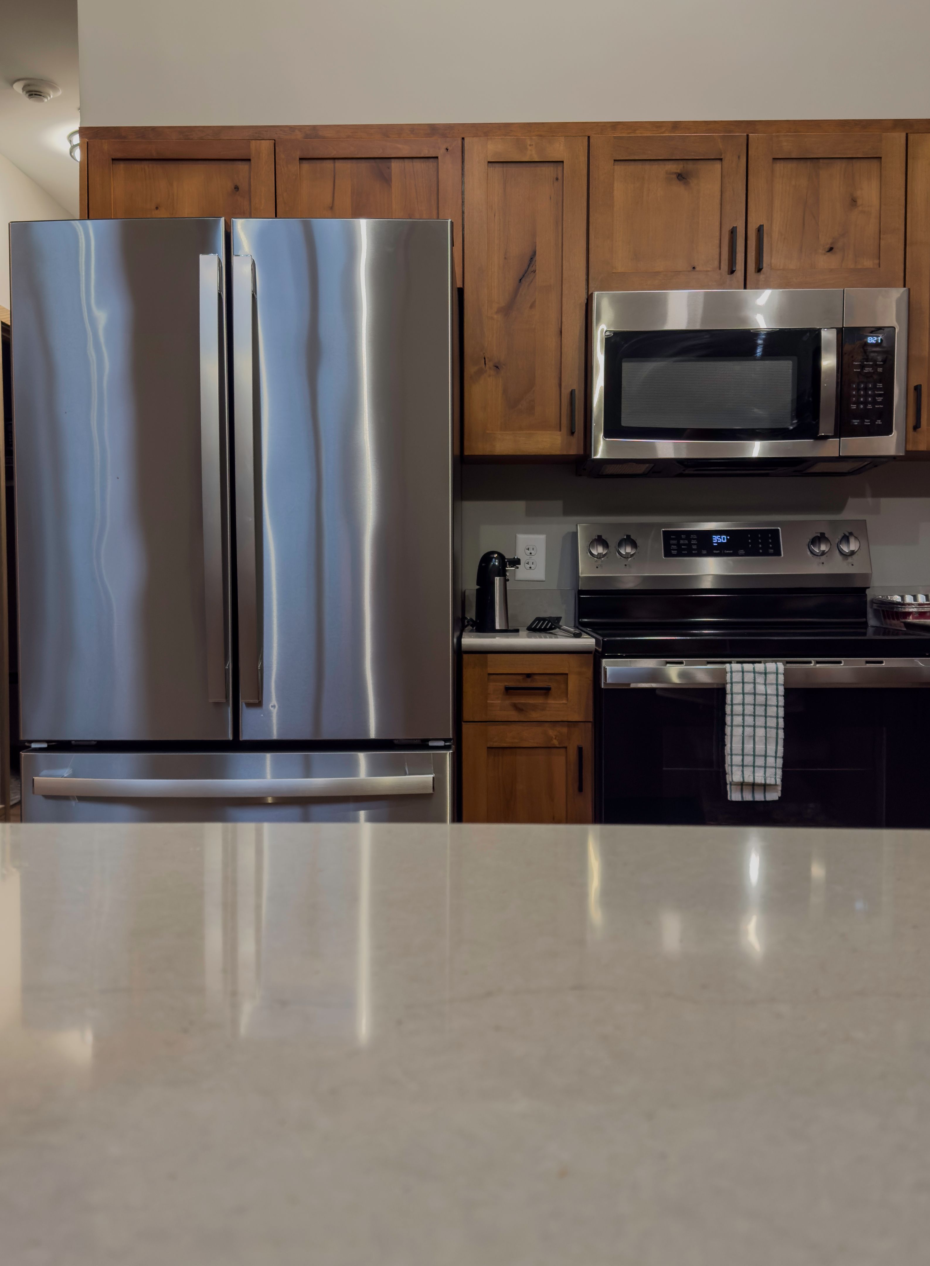 kitchen with wine fridge