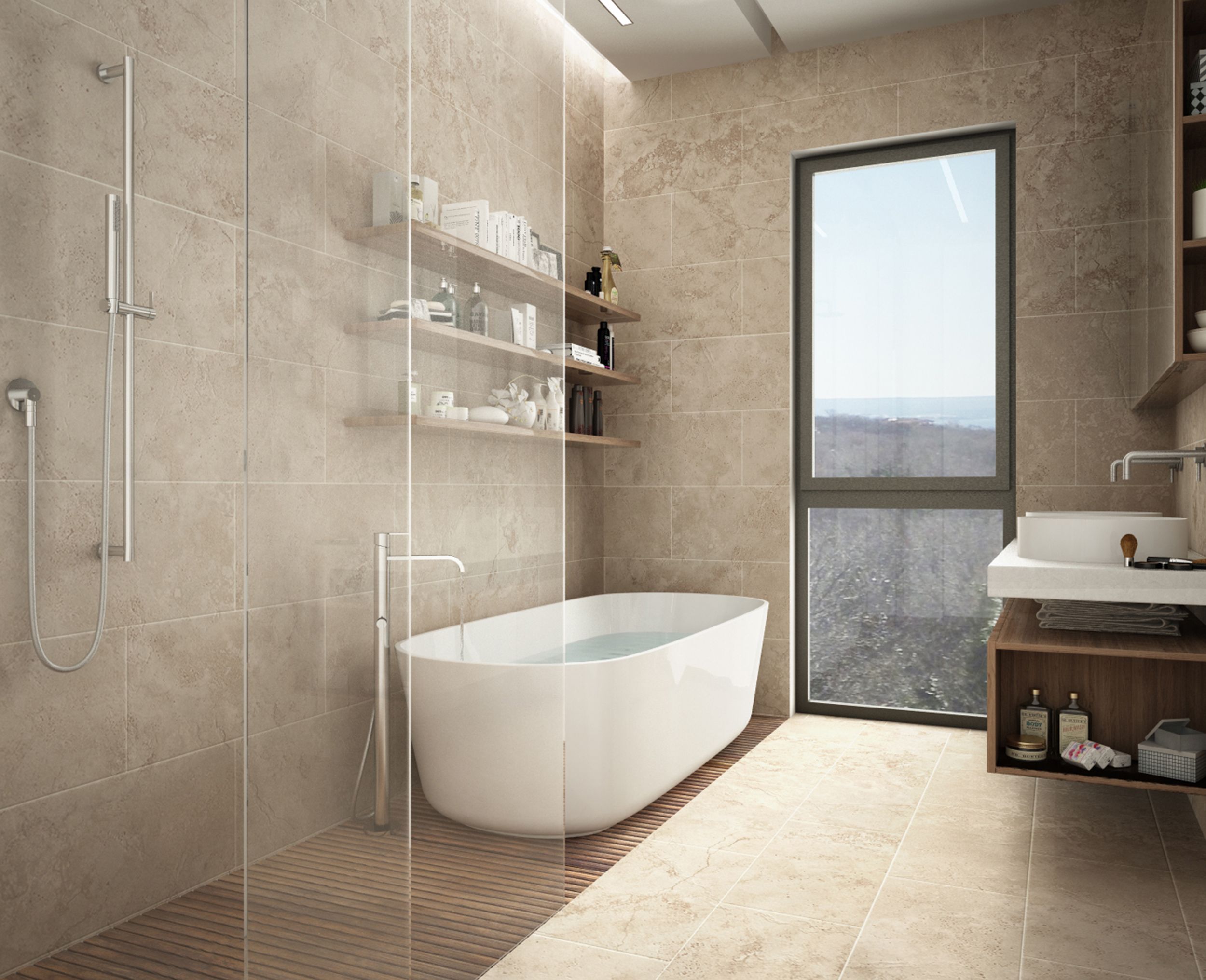 travertine bathroom