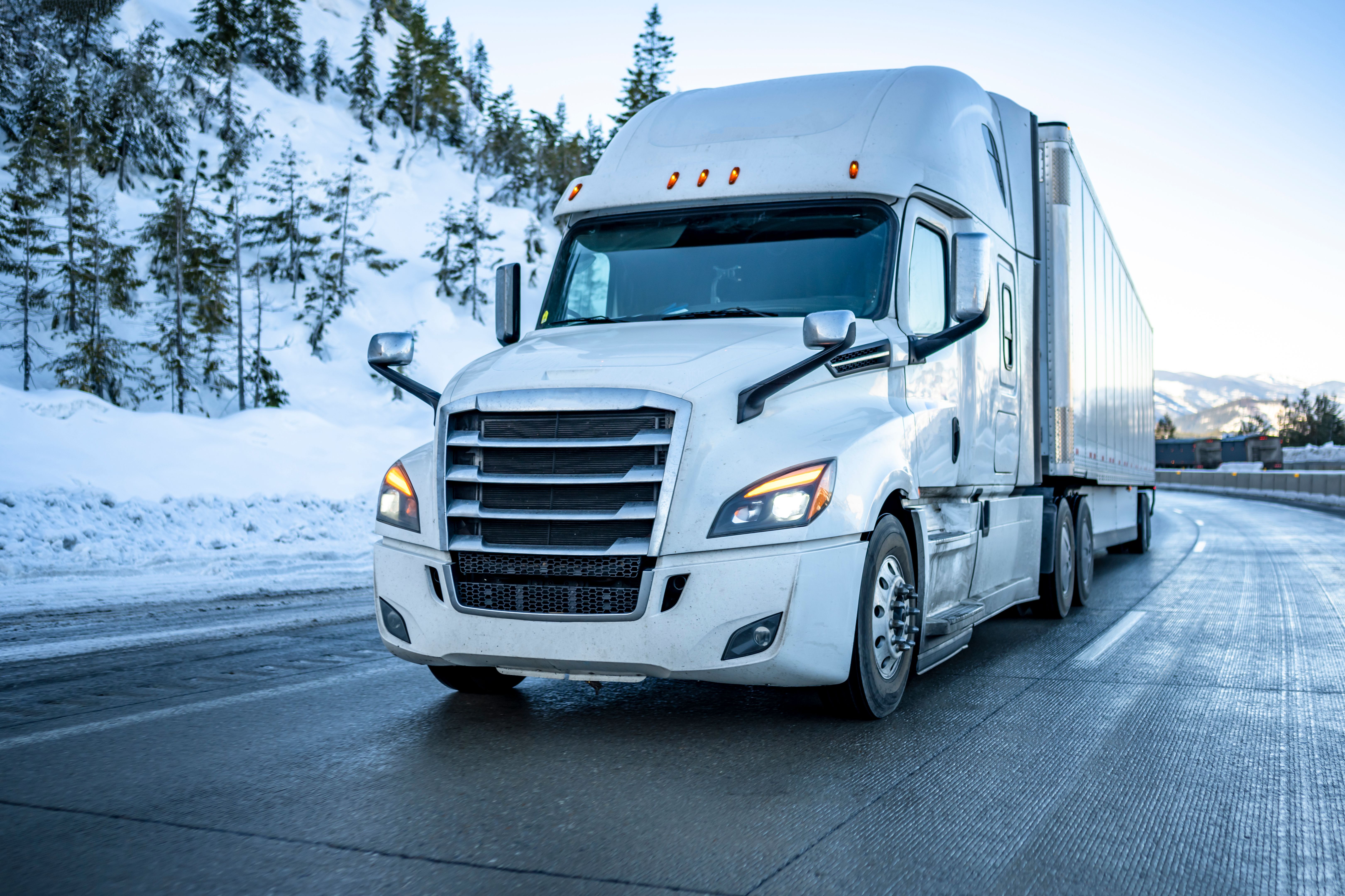truck on snowy road