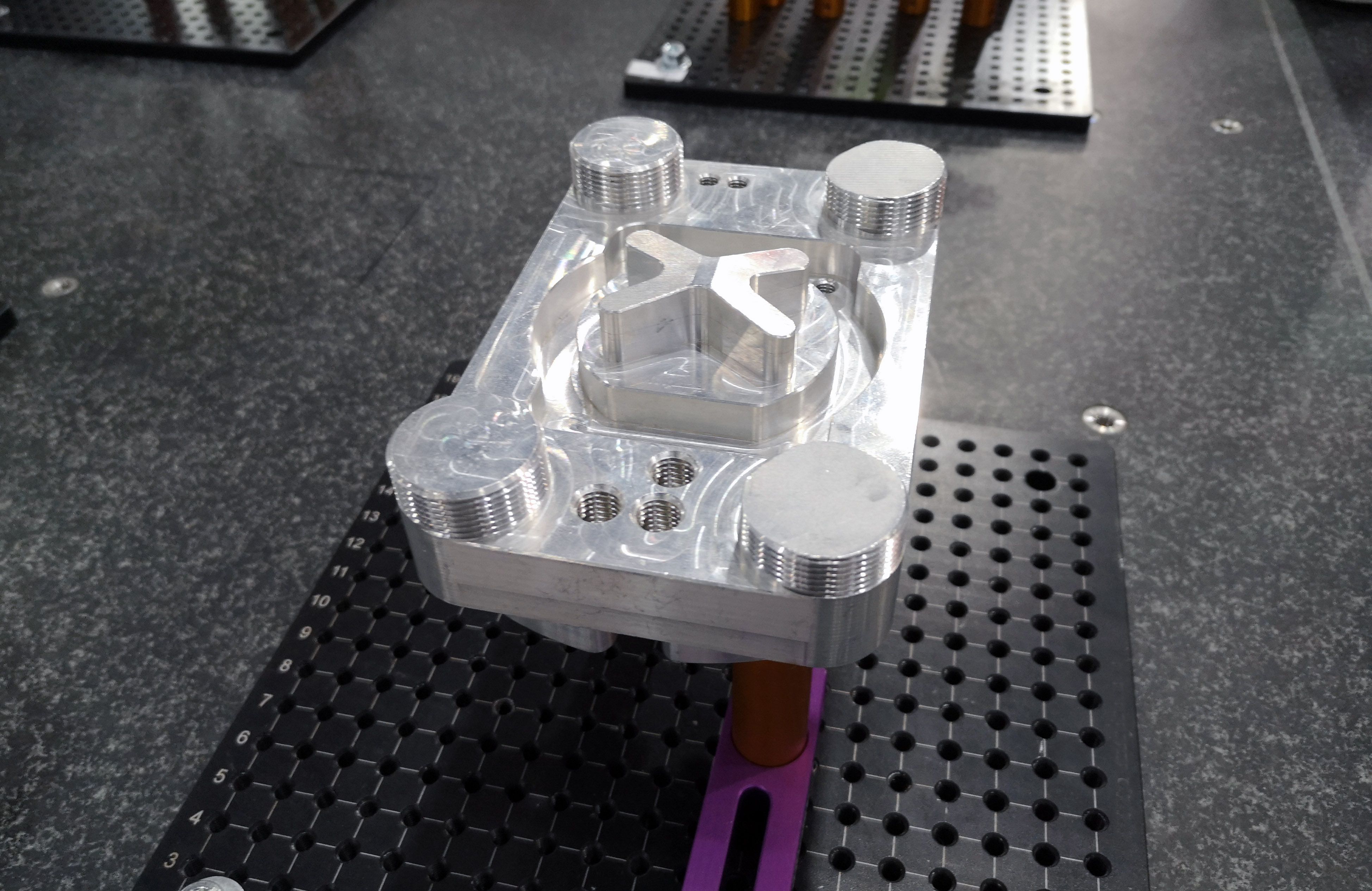 Operator inspection dimension aluminum metal parts by CMM