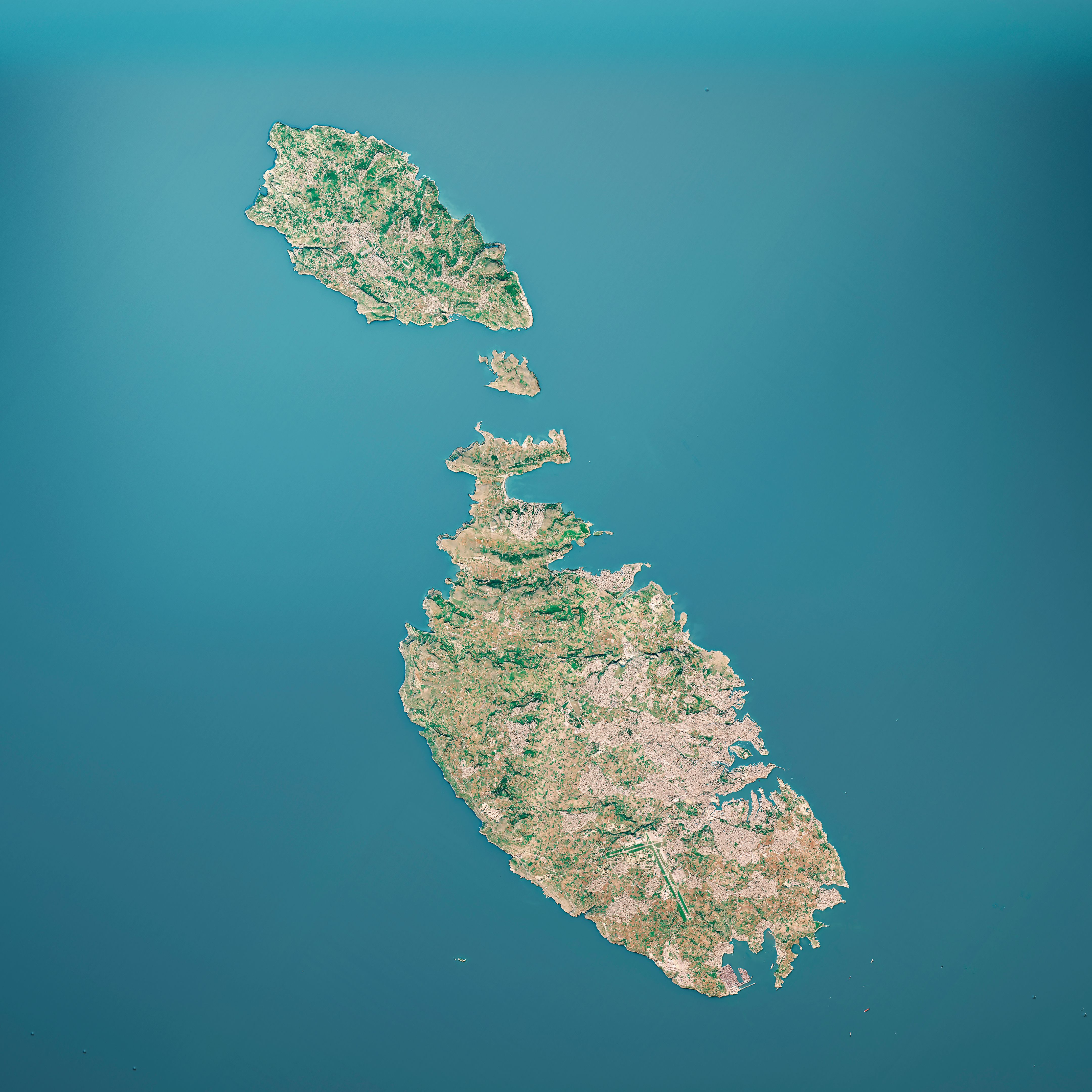 Malta Island 3D Render Aerial Top View Jan 2019
