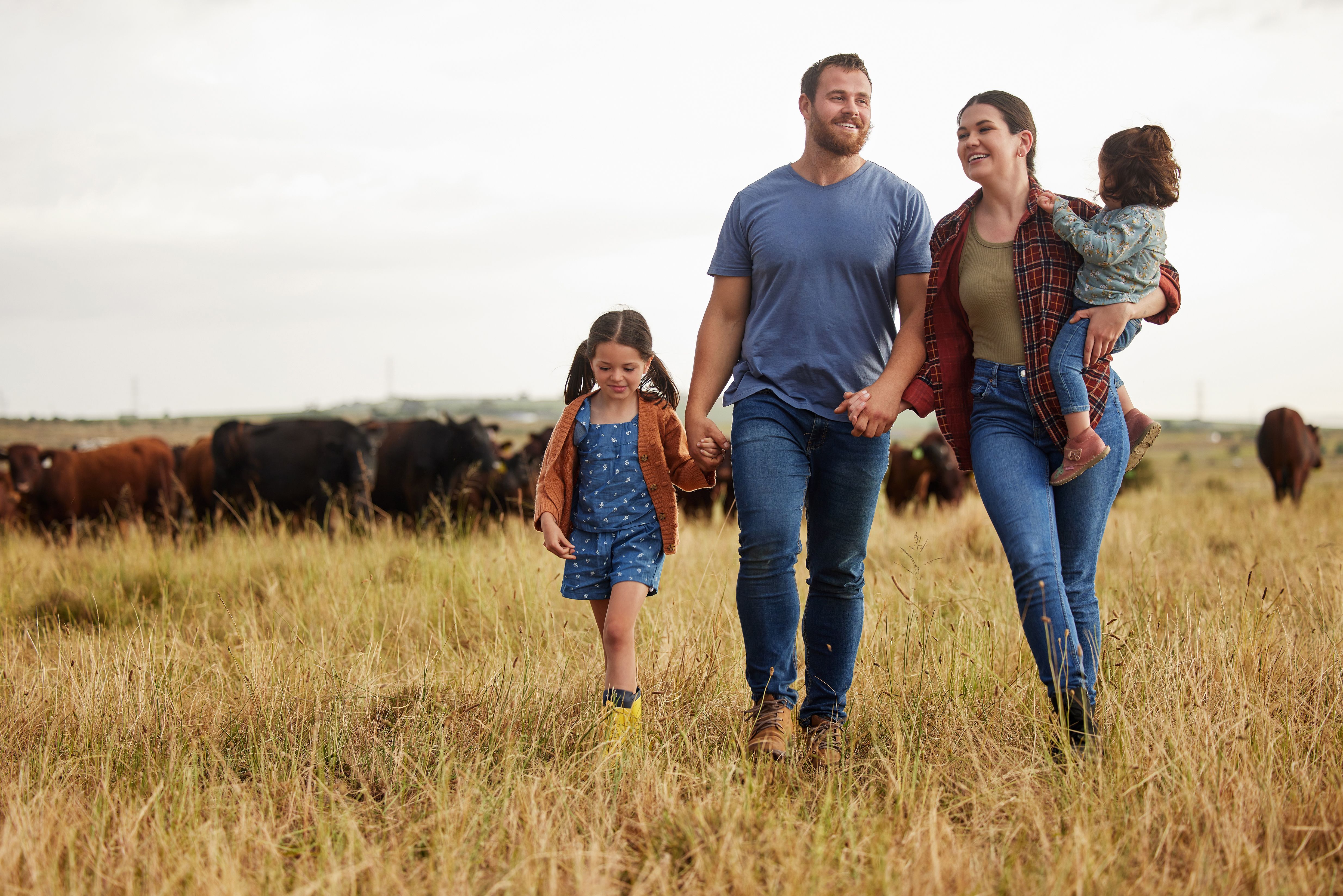 family enjoying farm