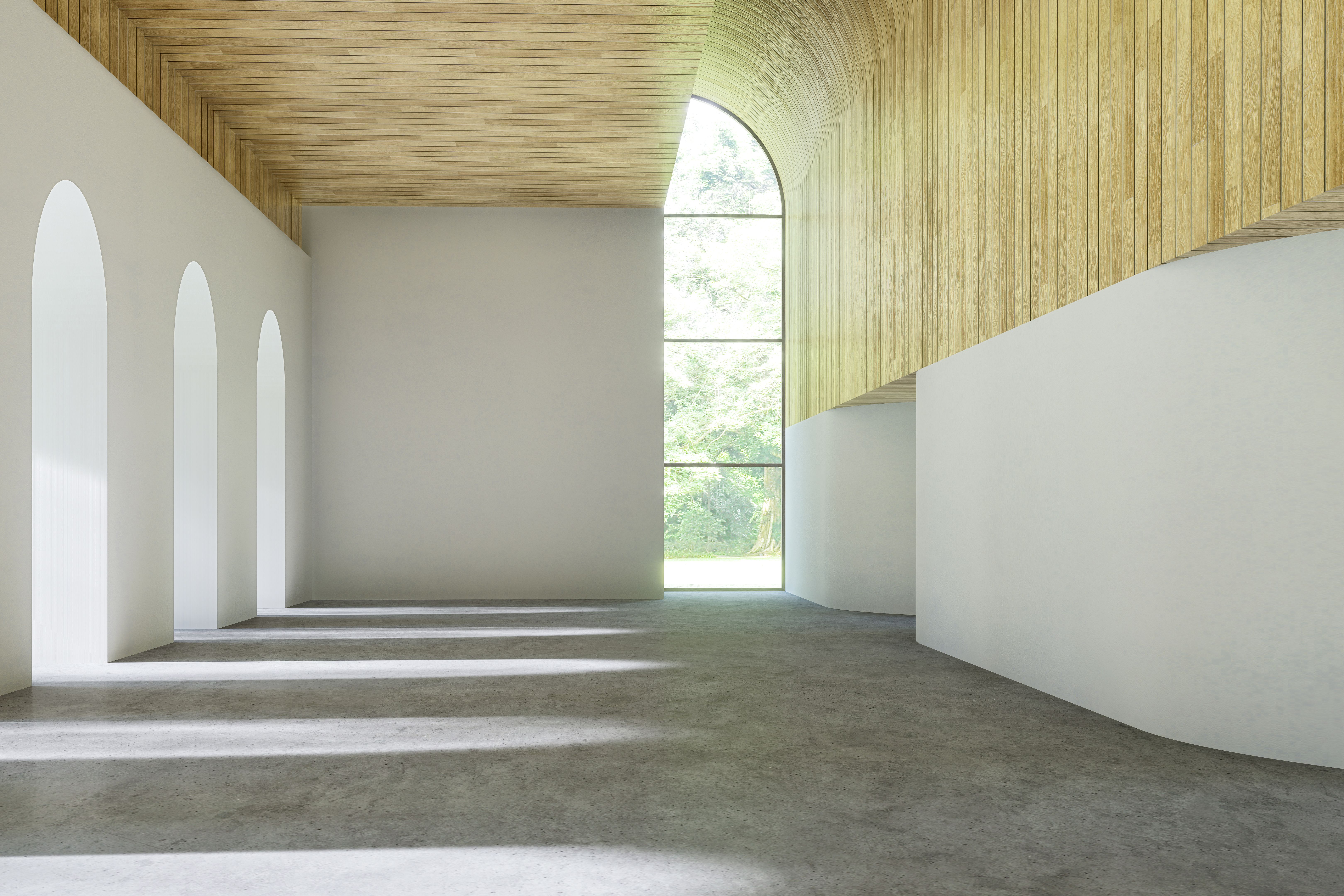 Modern contemporary loft style empty room 3d render