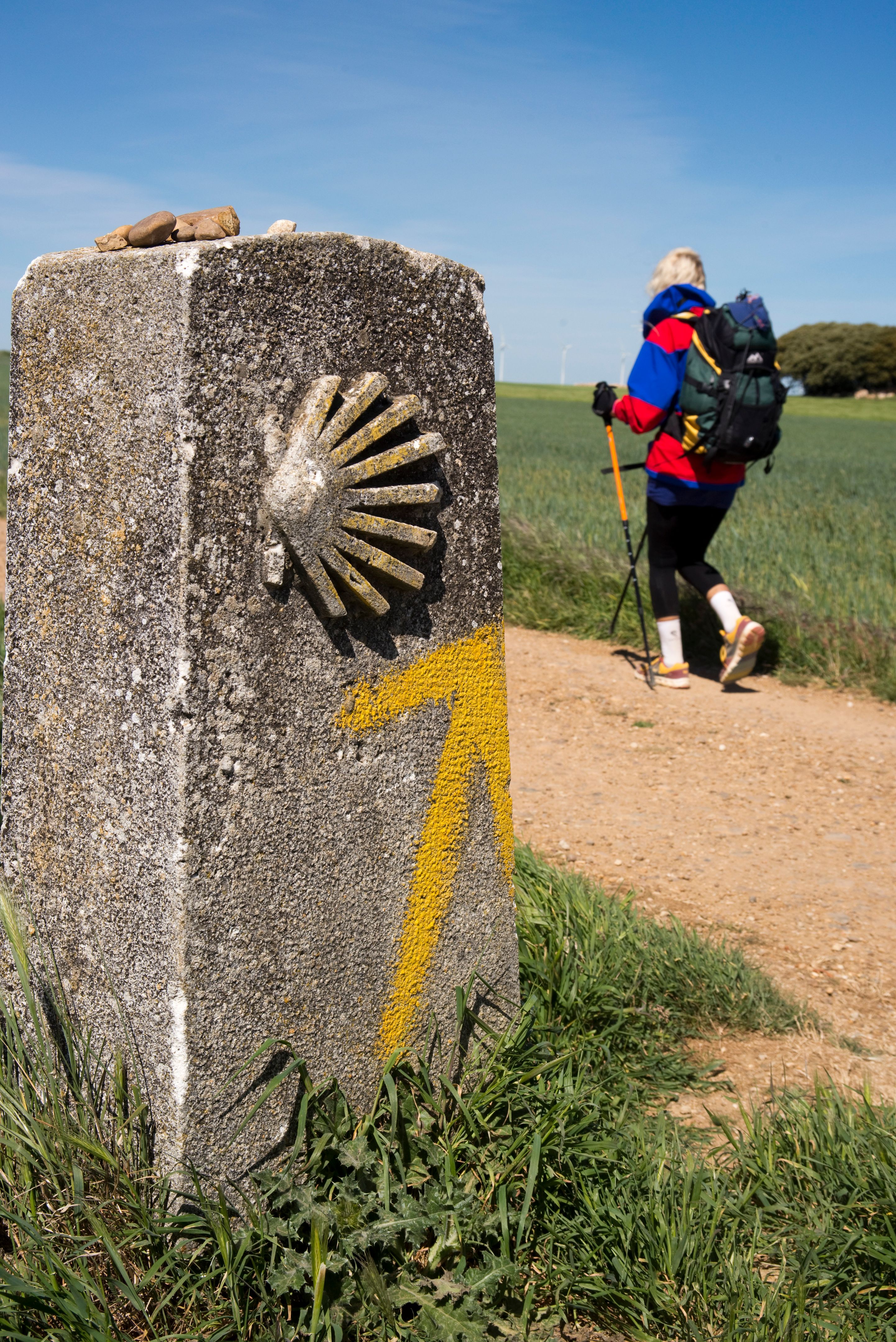 Une personne marchant sur le chemin de Saint-Jacques