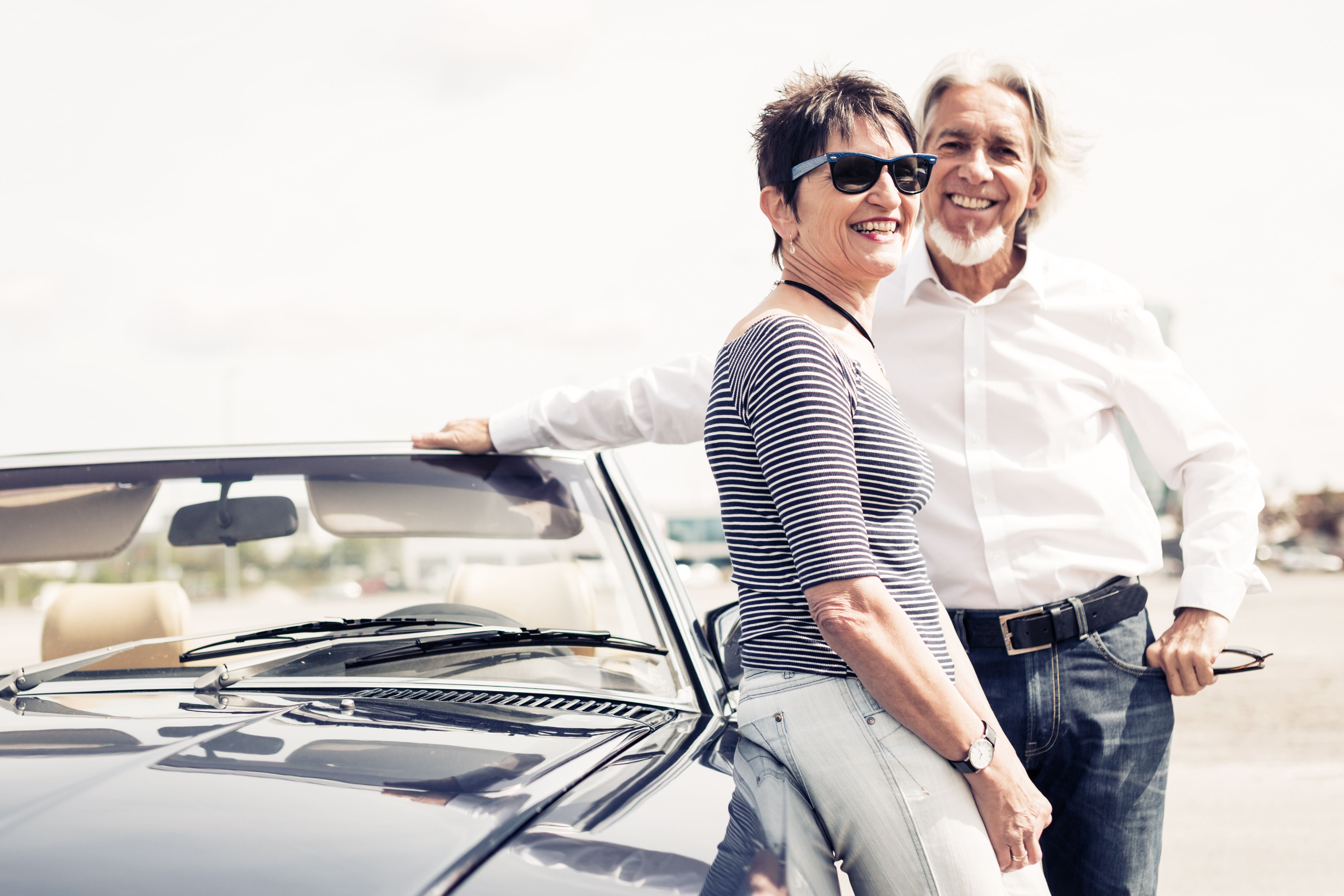 couple in vintage car