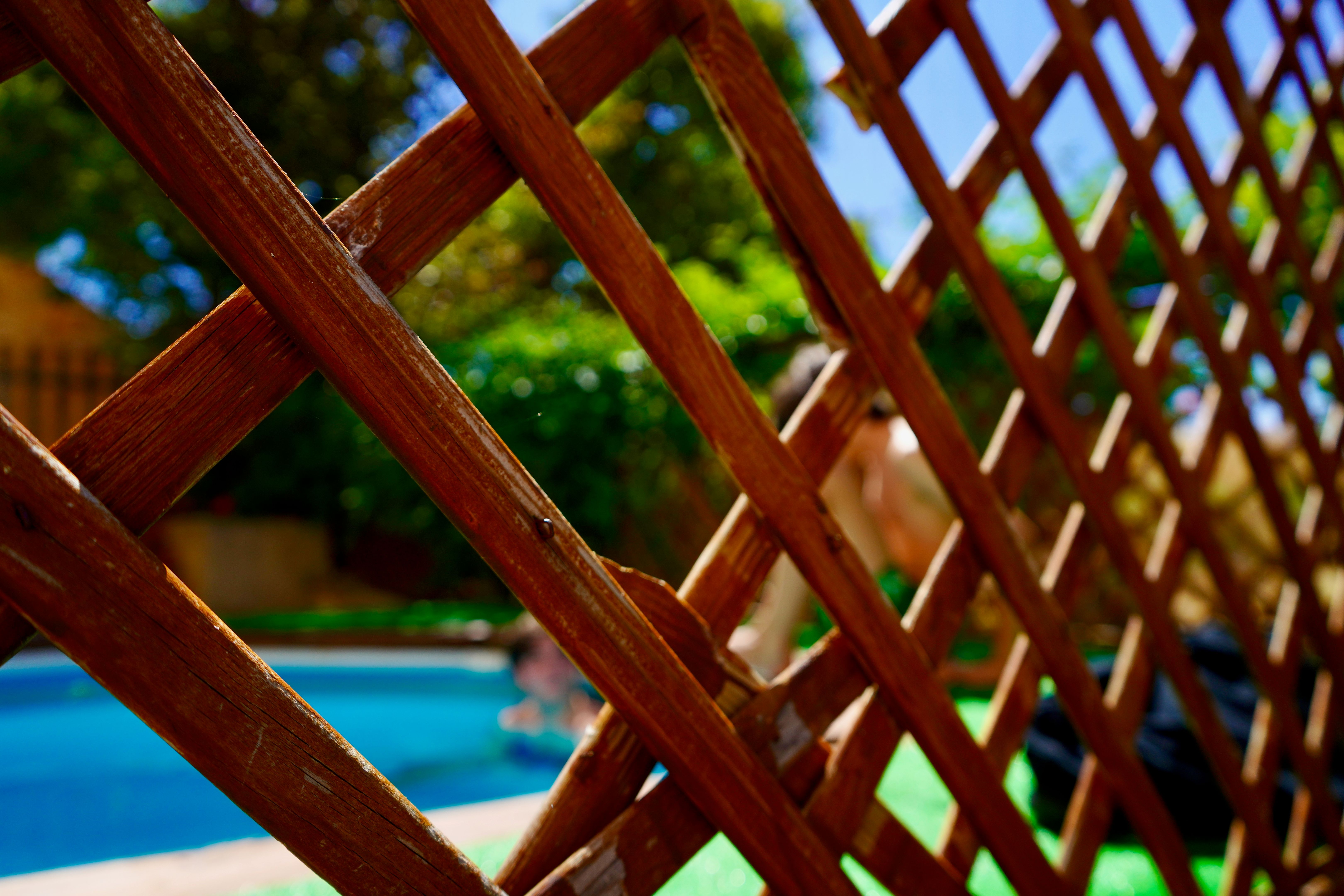 wooden pool fence