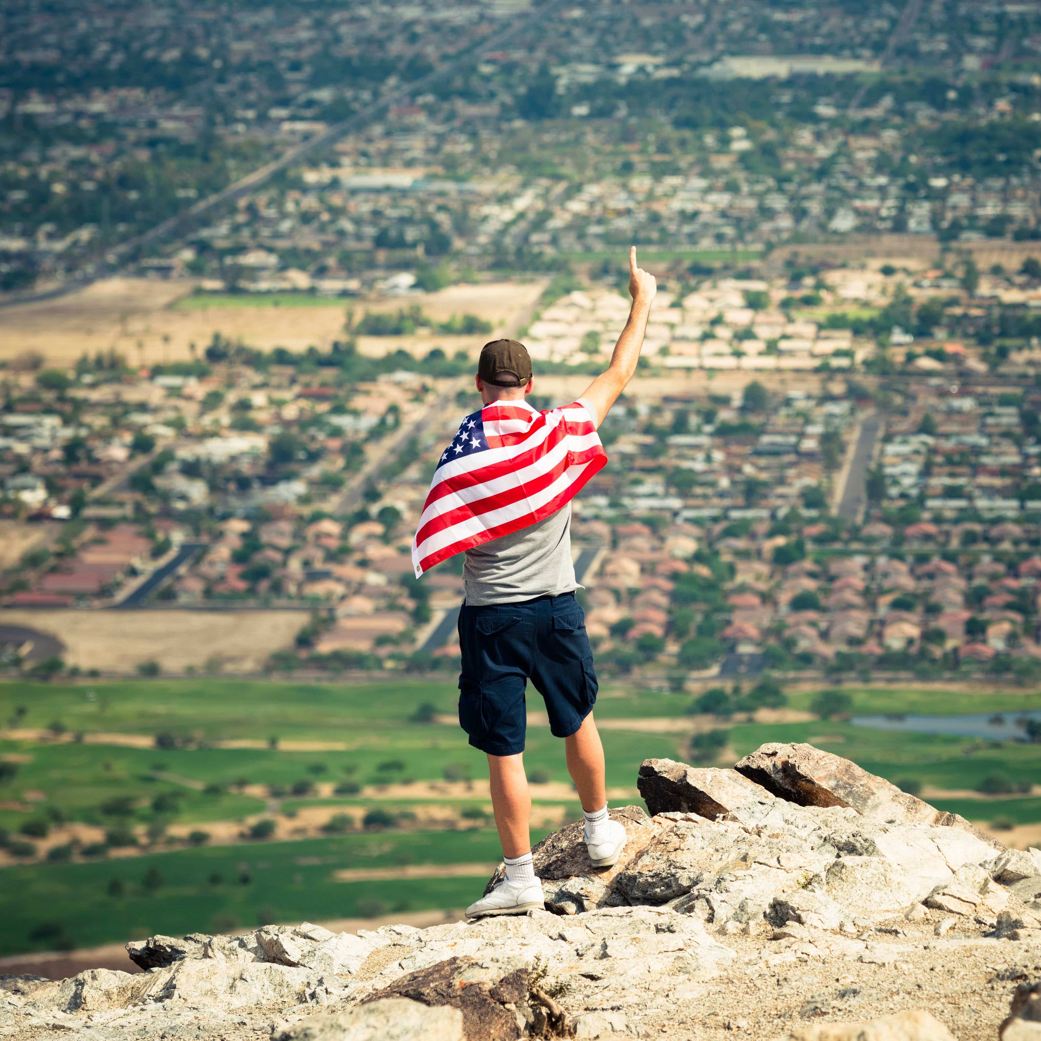 Proud man of US country on Phoenix city