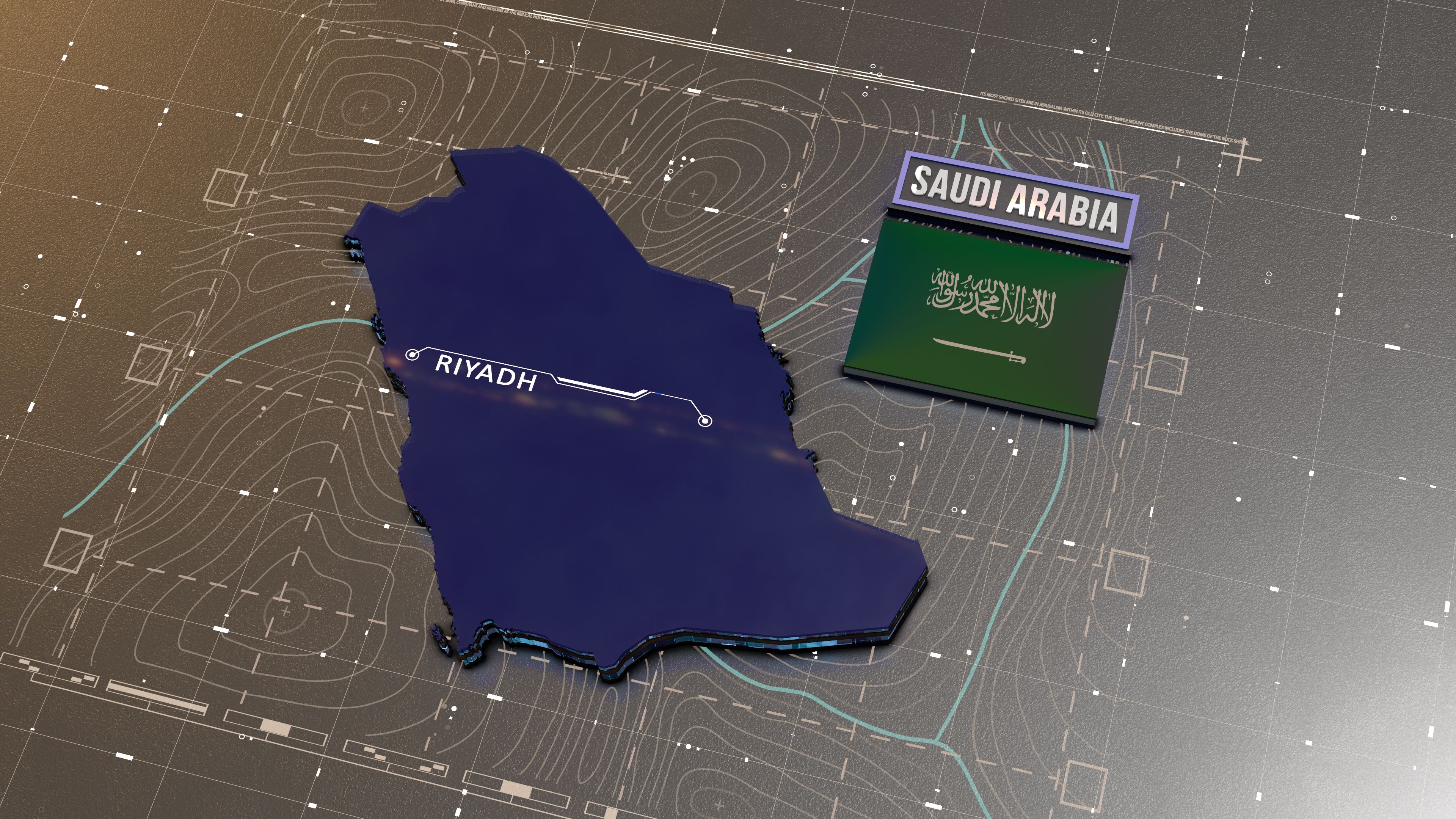 Saudi Arabia Map Connections ,Digital Data Processing Background