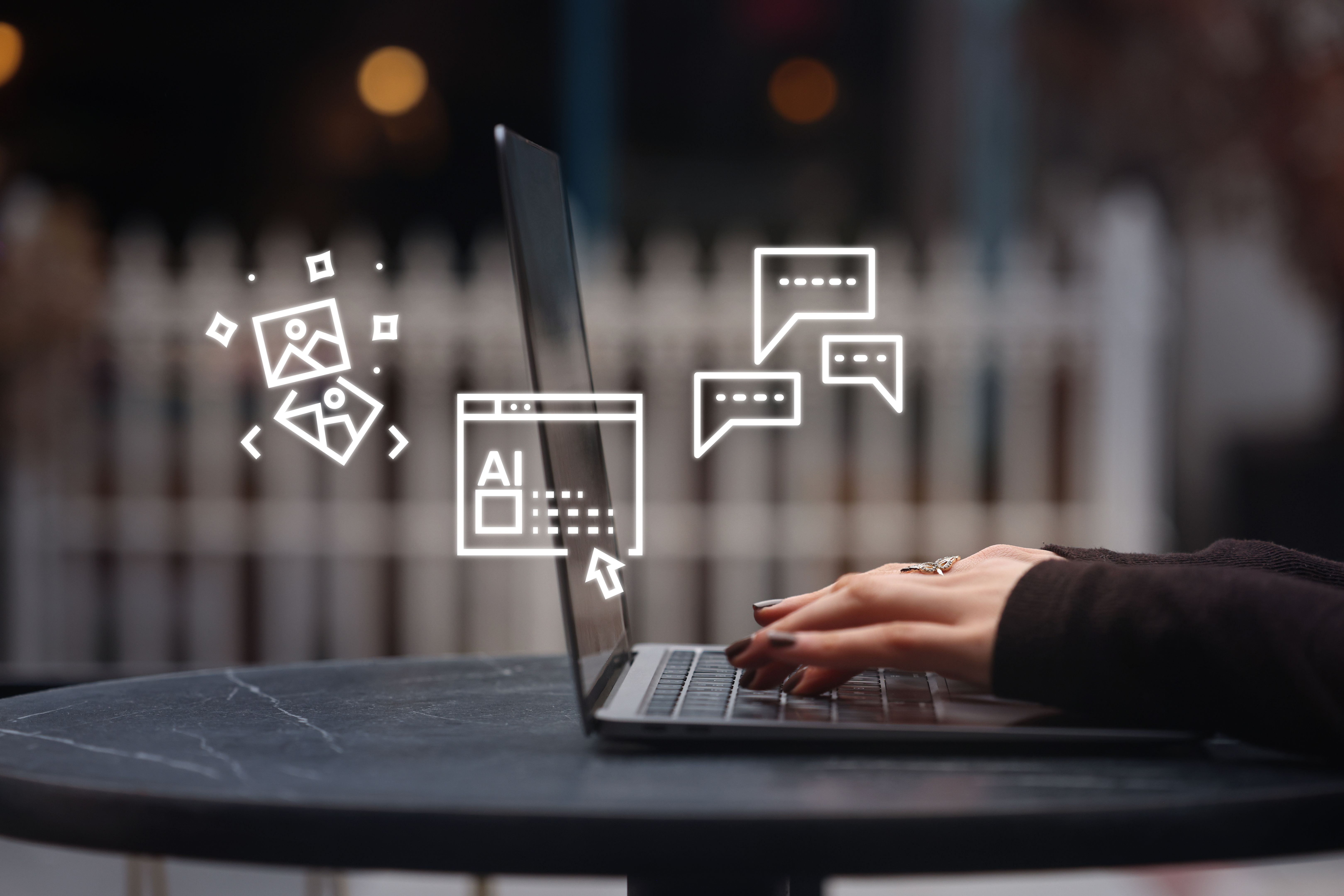 Artificial intelligence icons on computer