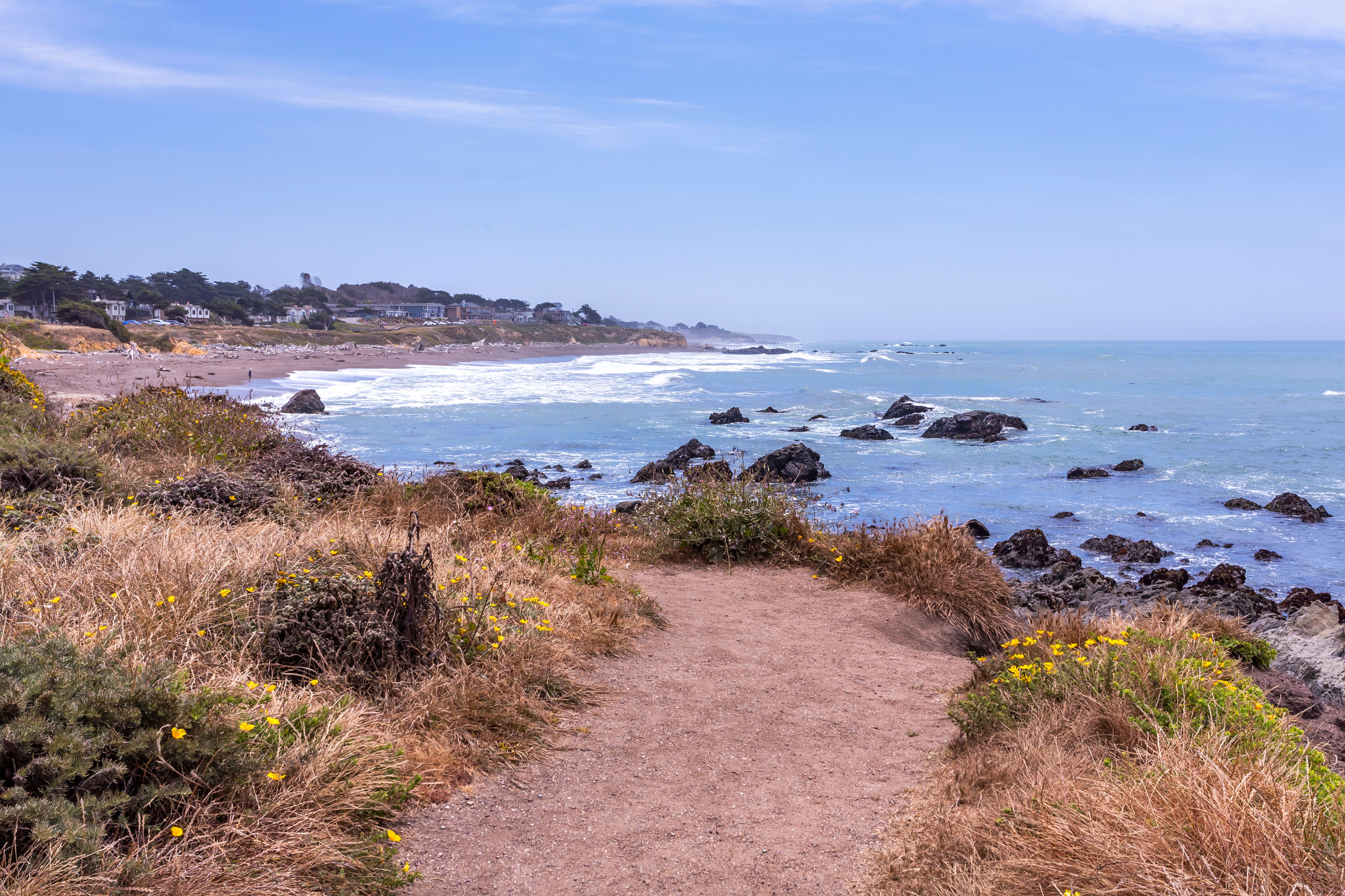 Beautiful view of the Pacific Ocean coast in Cambria area in California