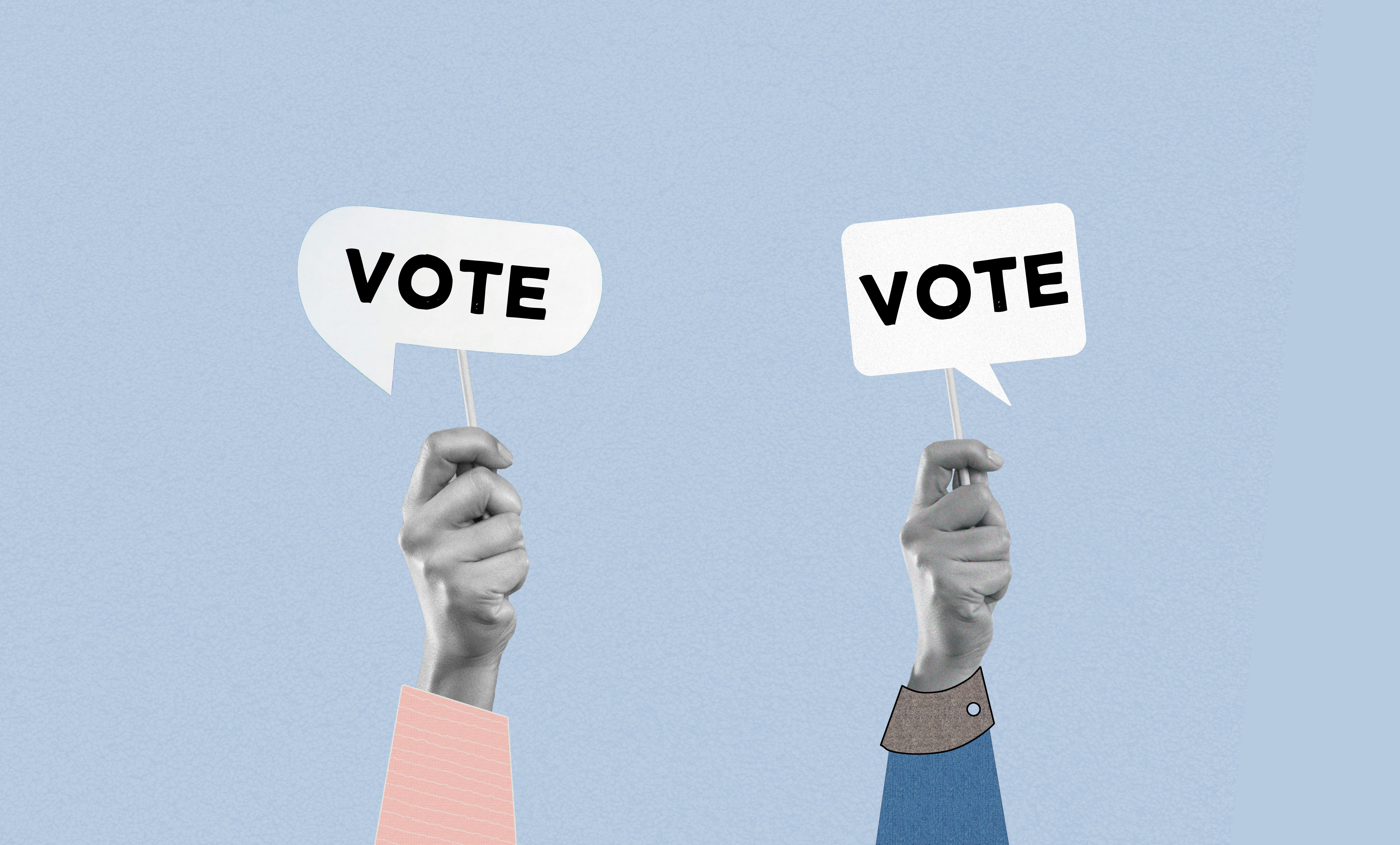 Vote Placards on Hands