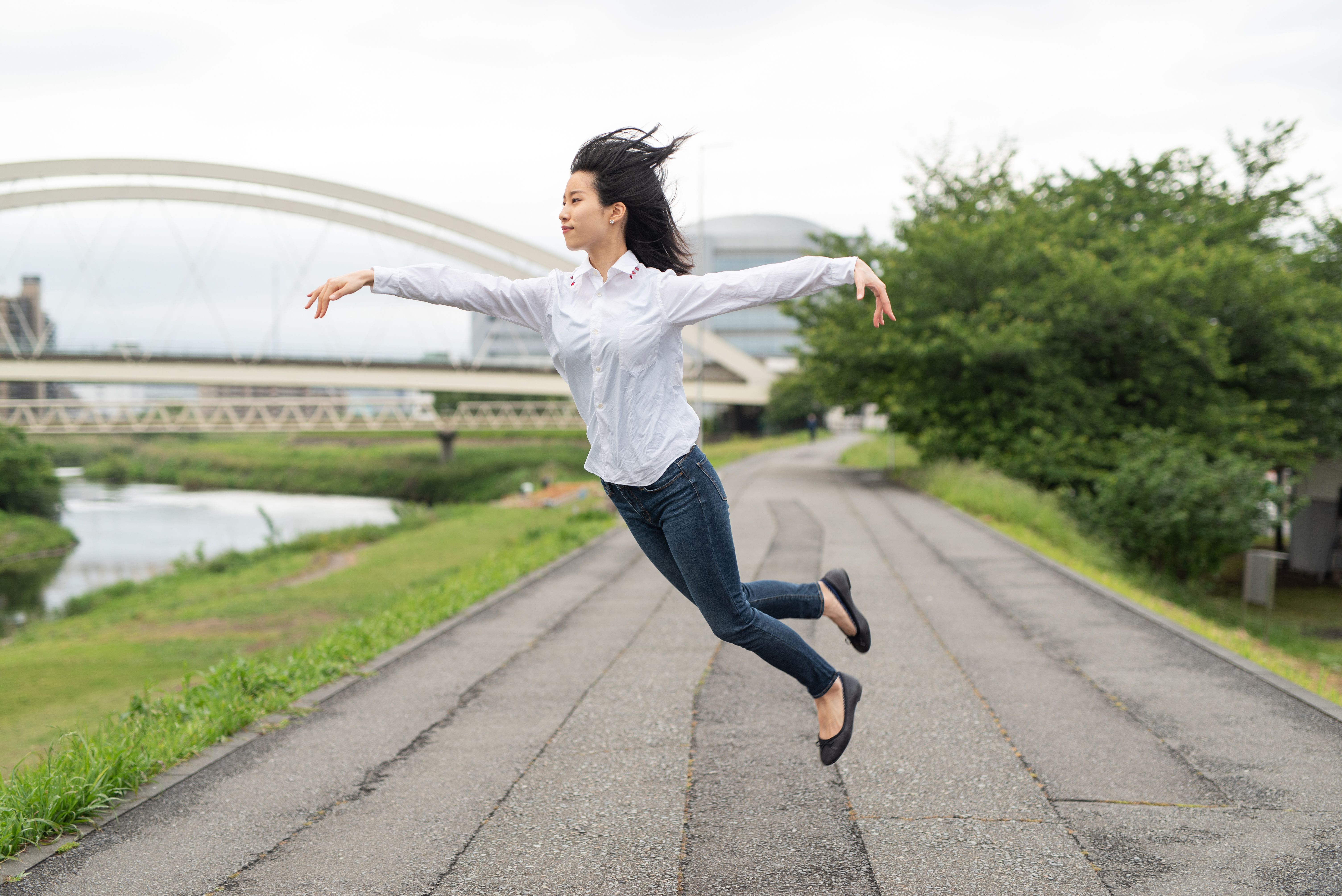Woman dancing in the air Woman dancing in the air