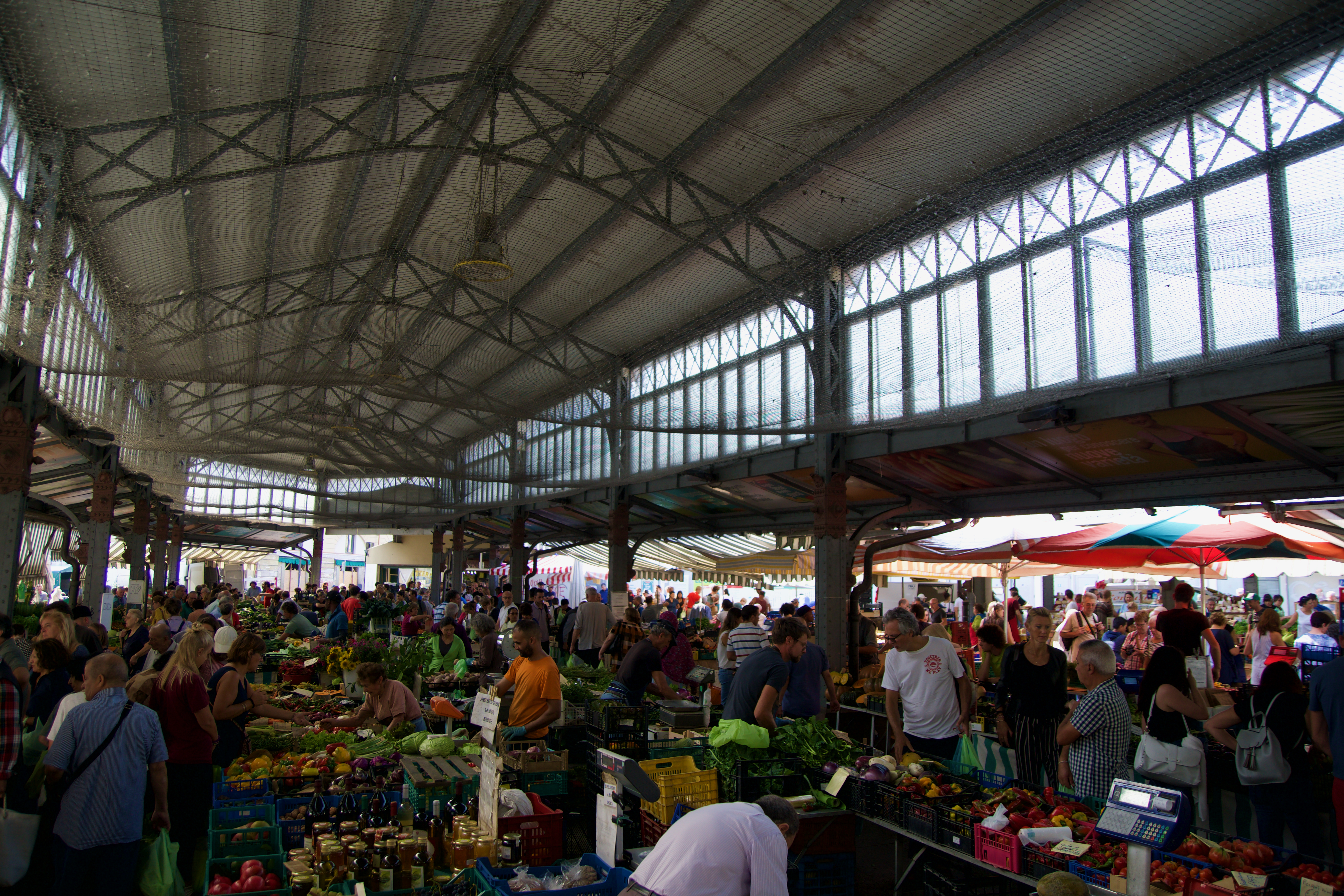 Fruit and vegetables on offer in the famous Mercato Porta Palazzo market hall in the historic centre of Turin Fruit and vegetables on offer in the famous Mercato Porta Palazzo market hall in the historic centre of Turin