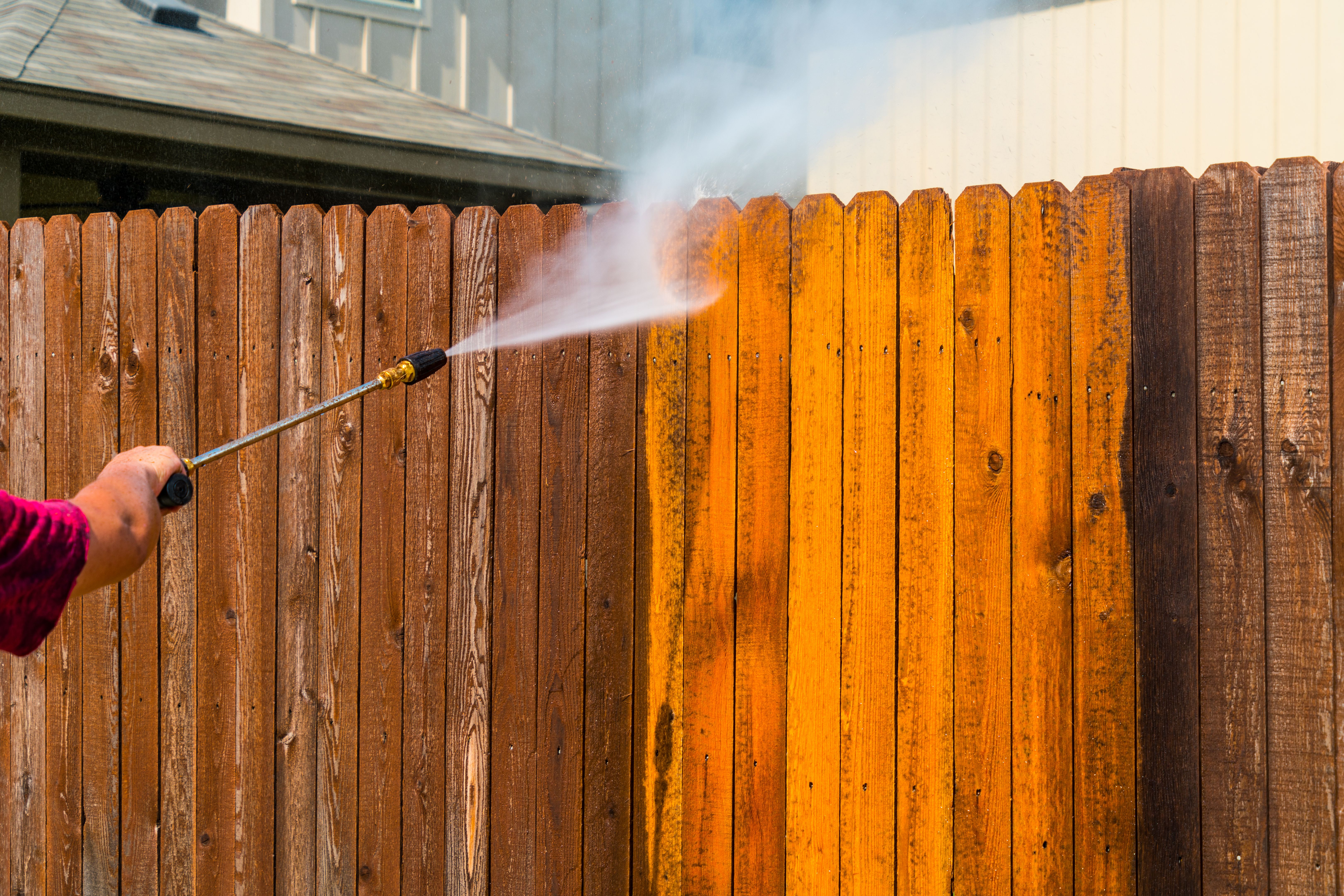 pressure washing fence