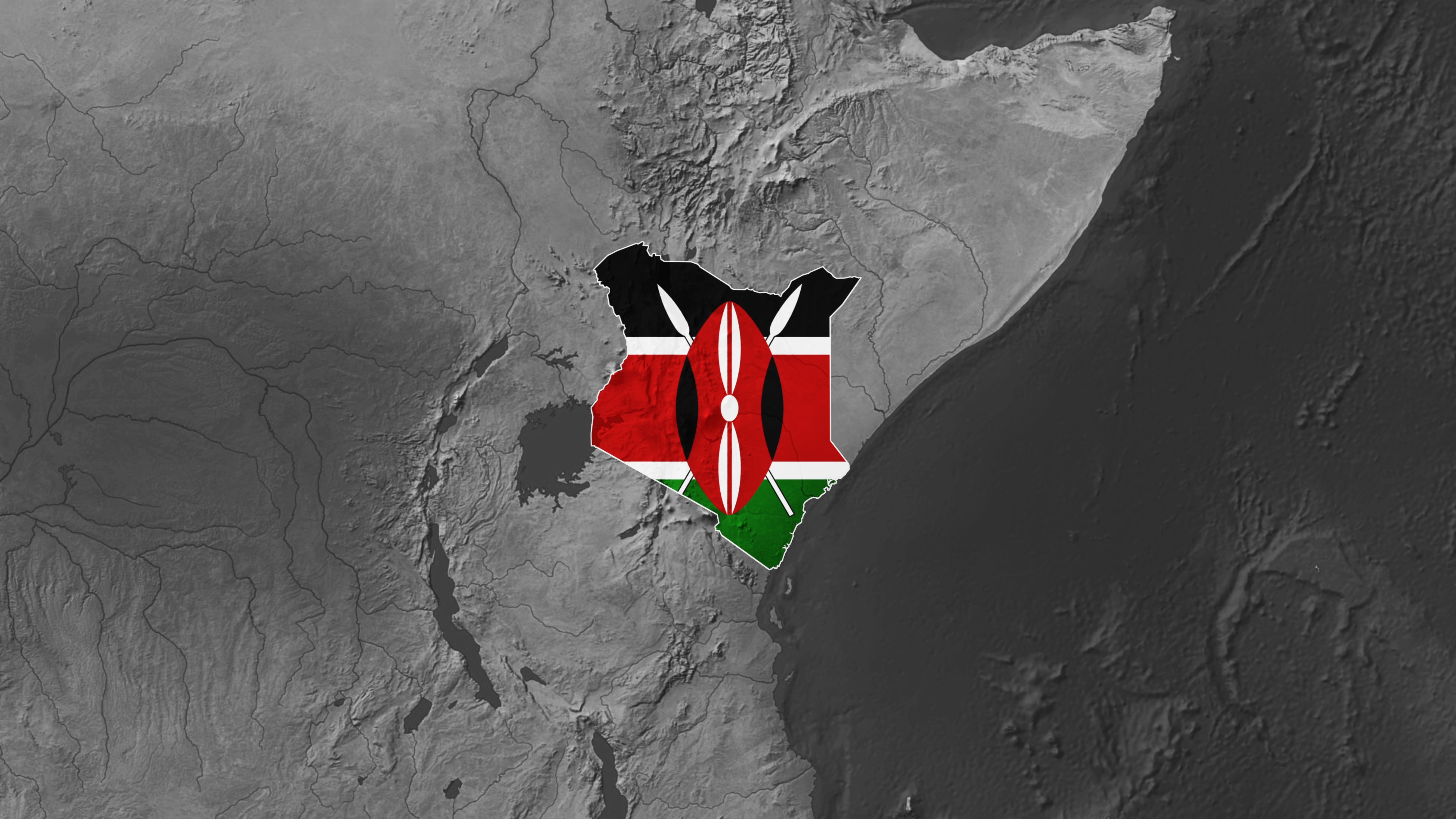 World Map with Kenya Flag Overlay